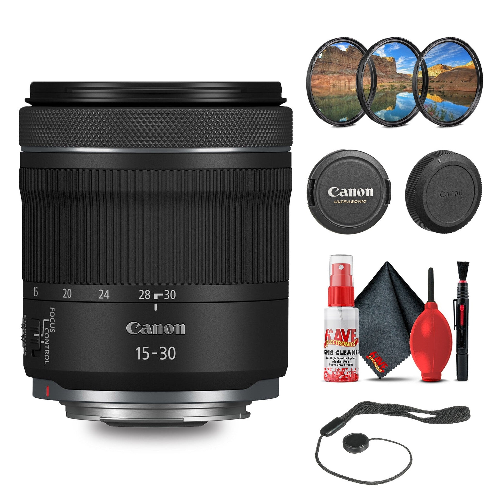 Canon RF 15-30mm f/4.5-6.3 IS STM Lens with Filter kit + Cleaning Kit + More Canon