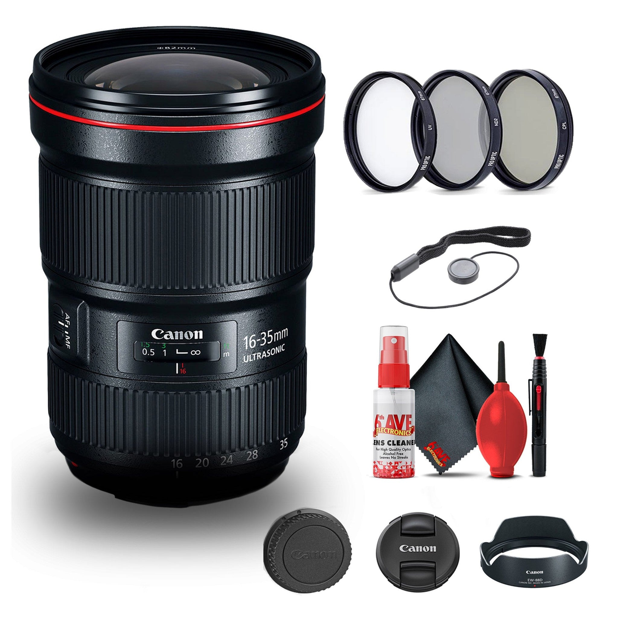Canon EF 16-35mm f/2.8L III USM Lens 0573C002 + Filter Kit + Cap Keeper + More - Reconditioned Canon
