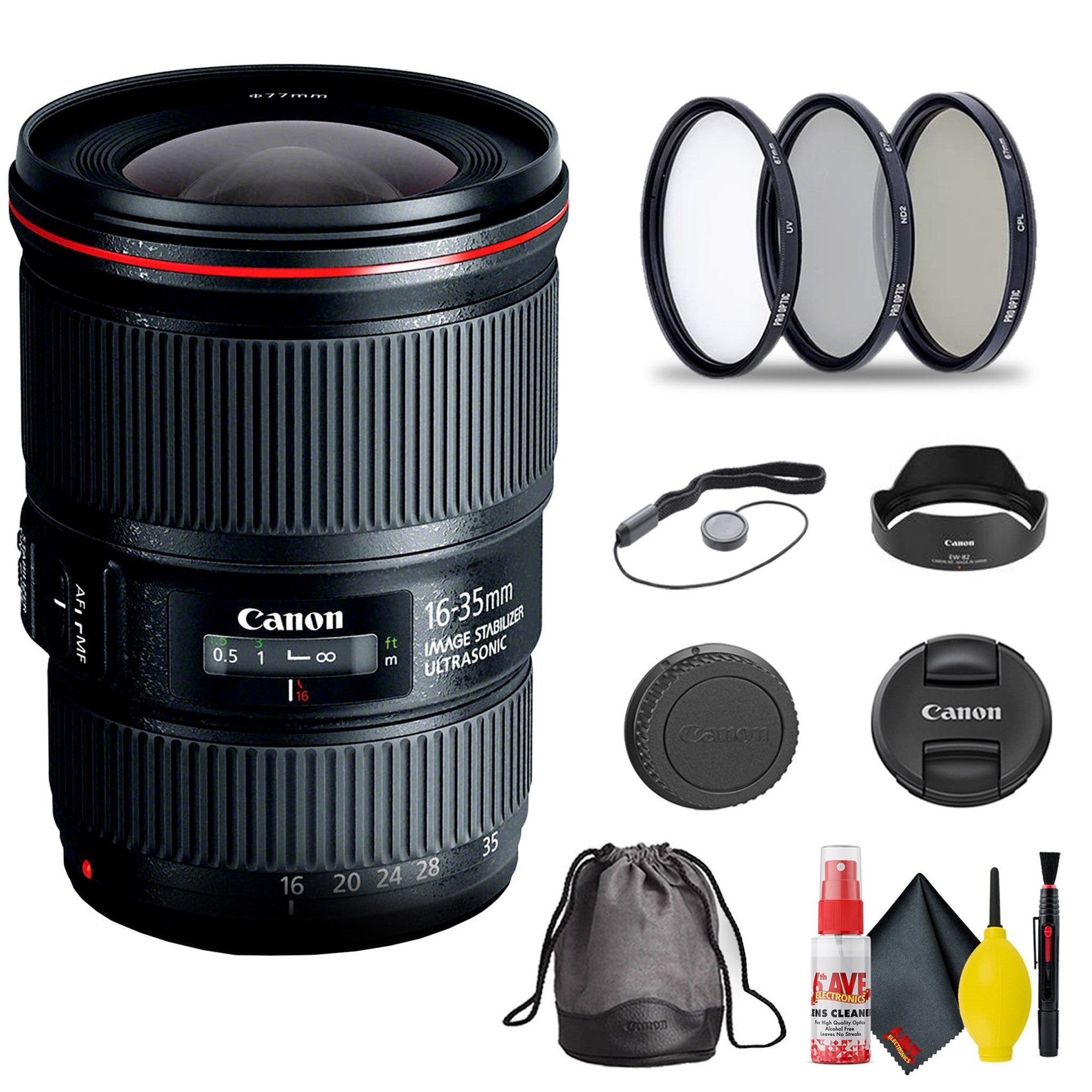 Canon EF 16-35mm f/4L IS USM Lens 9518B002 + Filter Kit + Cap Keeper + More - Reconditioned Canon