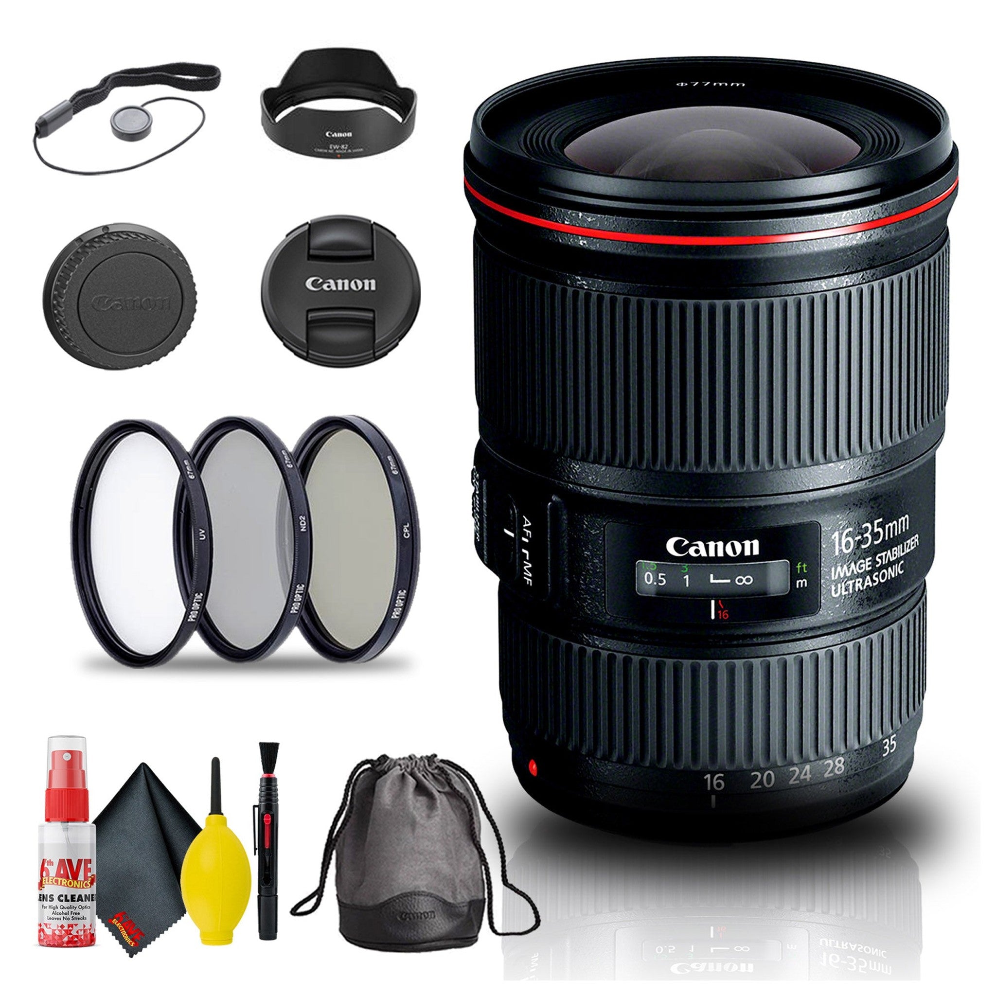 Canon EF 16-35mm f/4L IS USM Lens 9518B002 + Filter Kit + Cap Keeper Base Bundle Canon