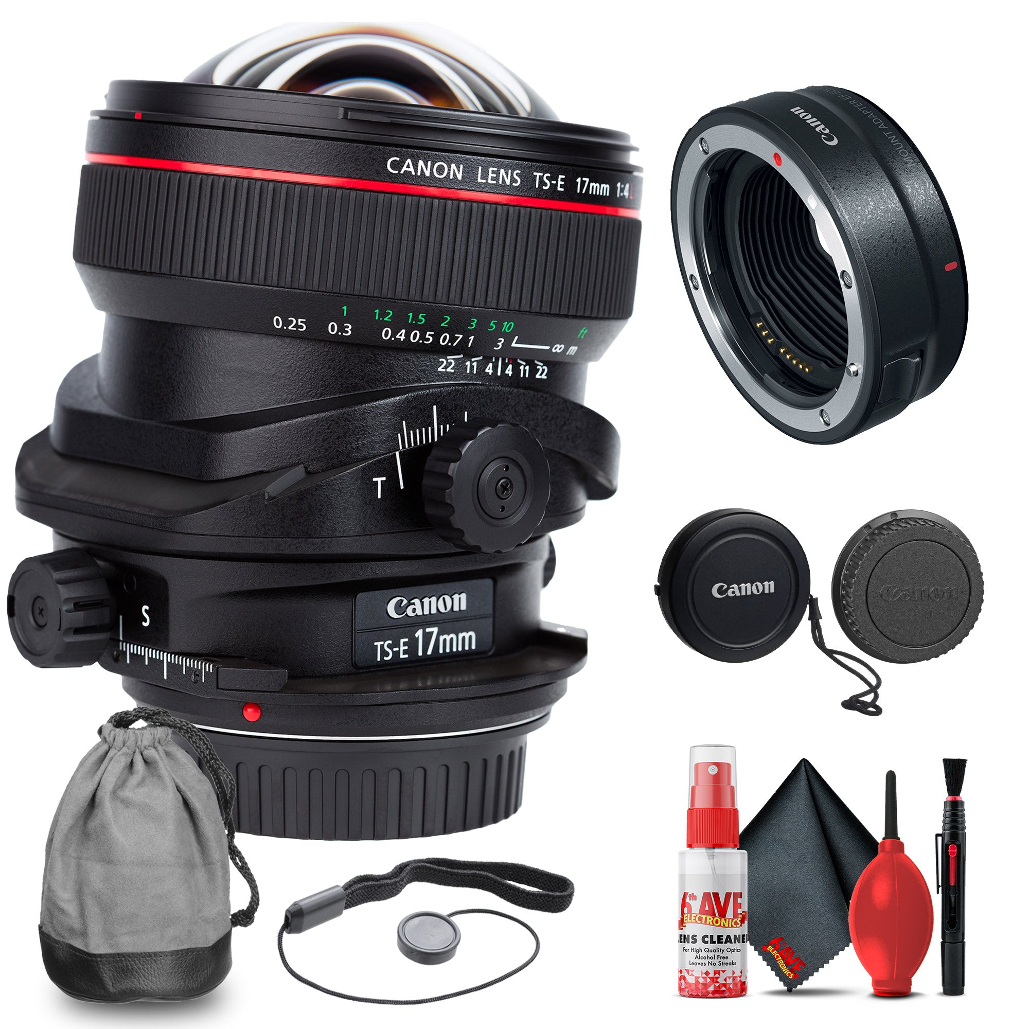 Canon TS-E 17mm f/4L Tilt-Shift Lens with Canon Extender RF 1.4x + Cleaning Kit