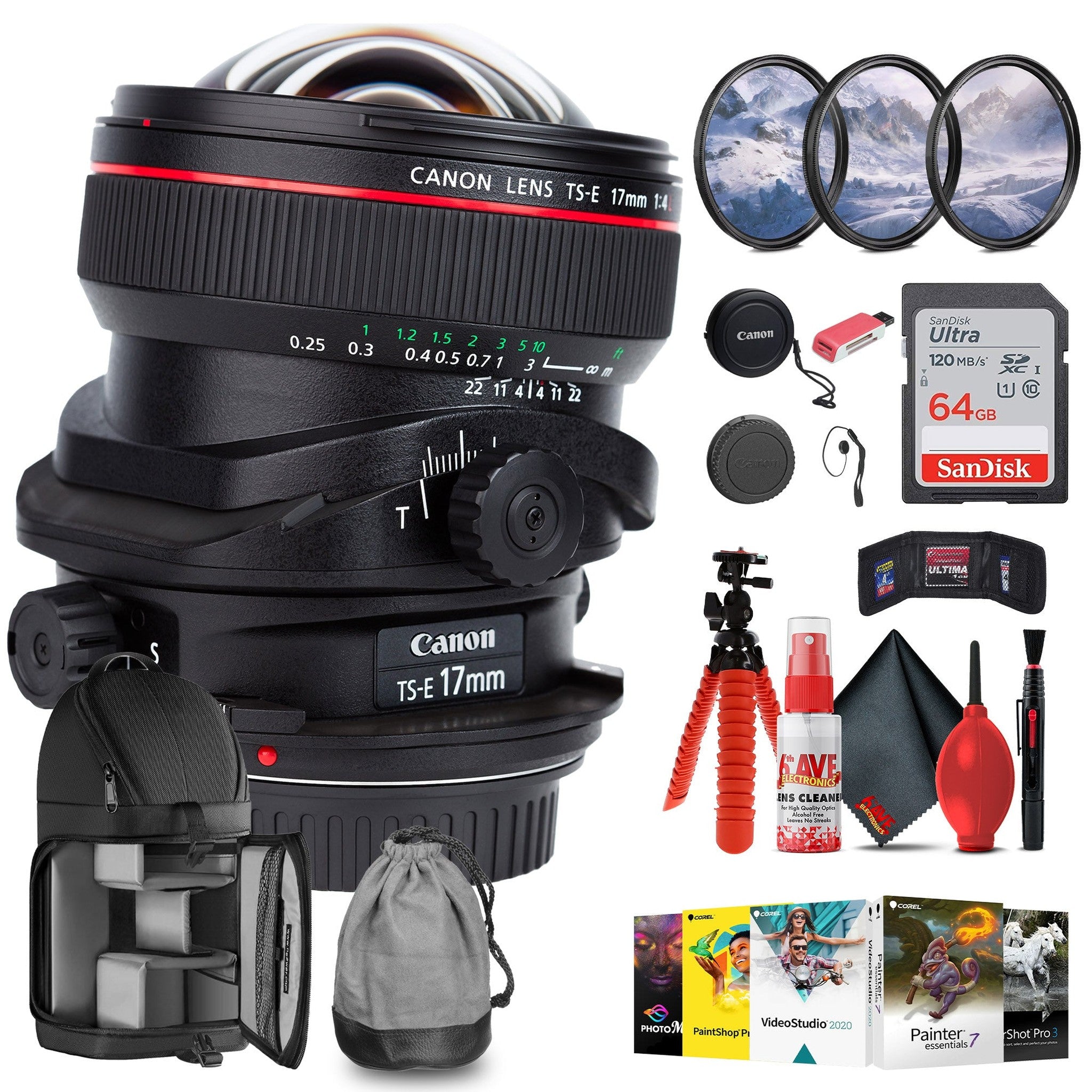 Canon TS-E 17mm f/4L Tilt-Shift Lens with 64GB Extreme Pro Card + More -
