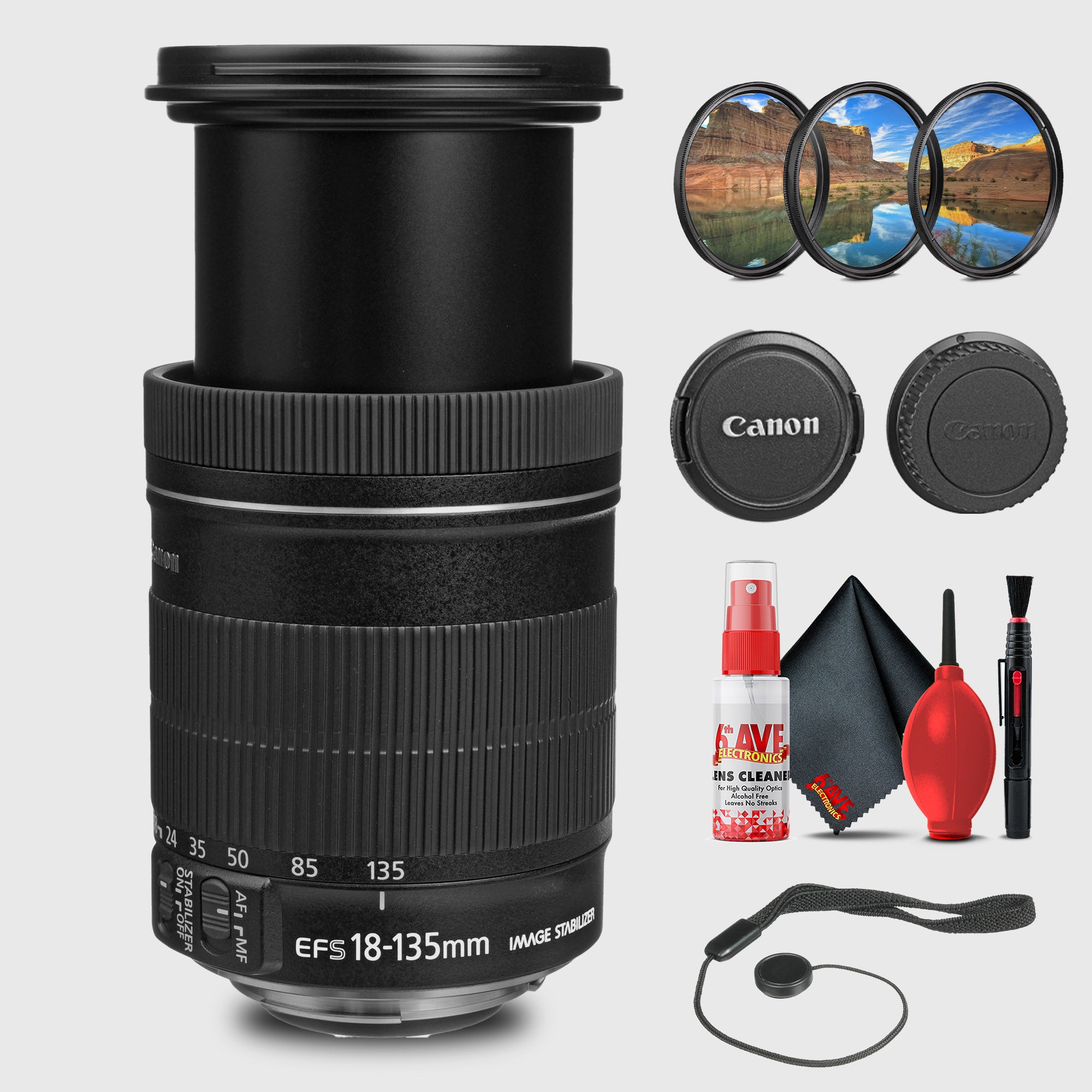 Canon EF-S 18-135mm f/3.5-5.6 IS Lens with Filter Kit Cleaning Kit + More - Reconditioned