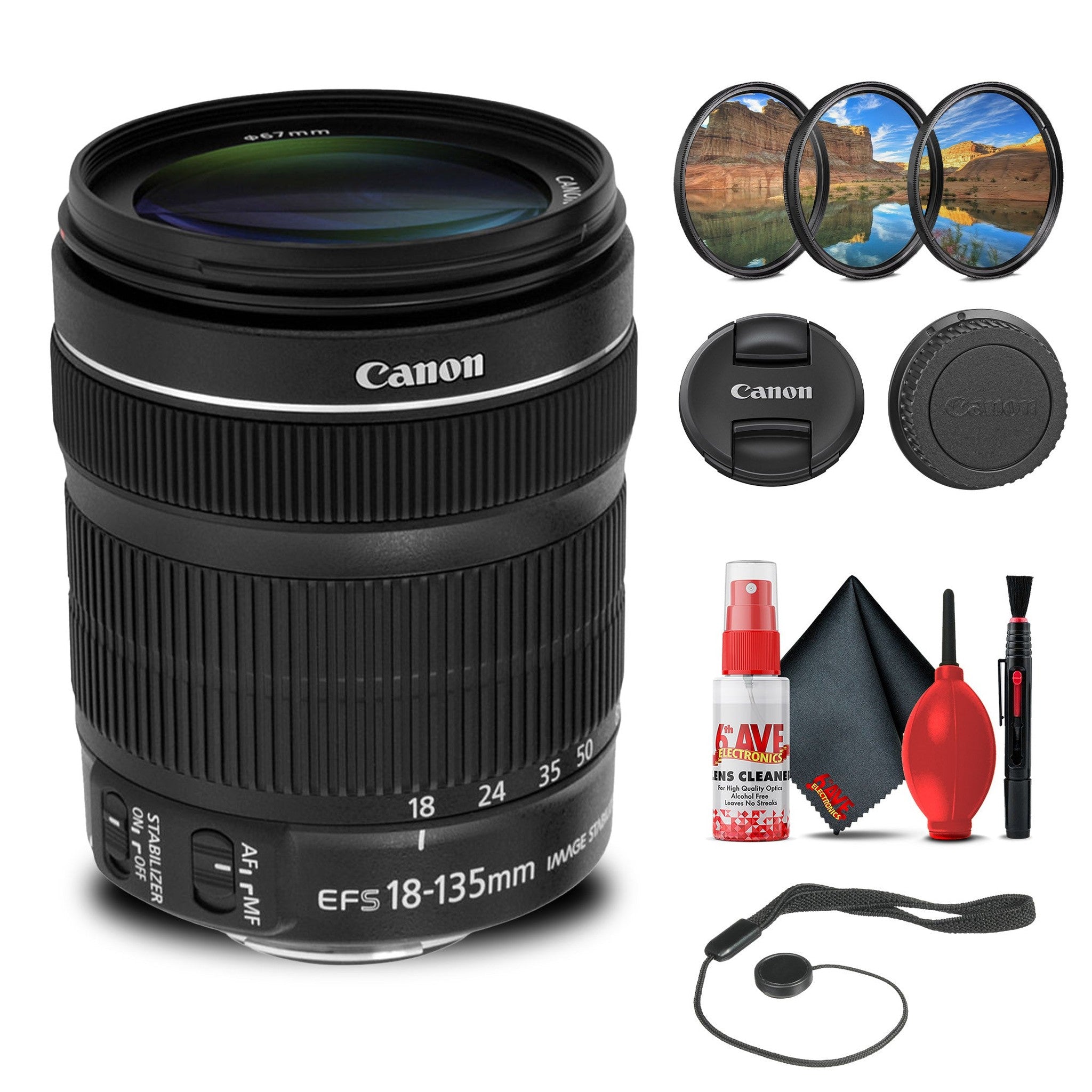 Canon EF-S 18-135mm f/3.5-5.6 IS STM Lens with 64GB Extreme Pro Card + More Canon