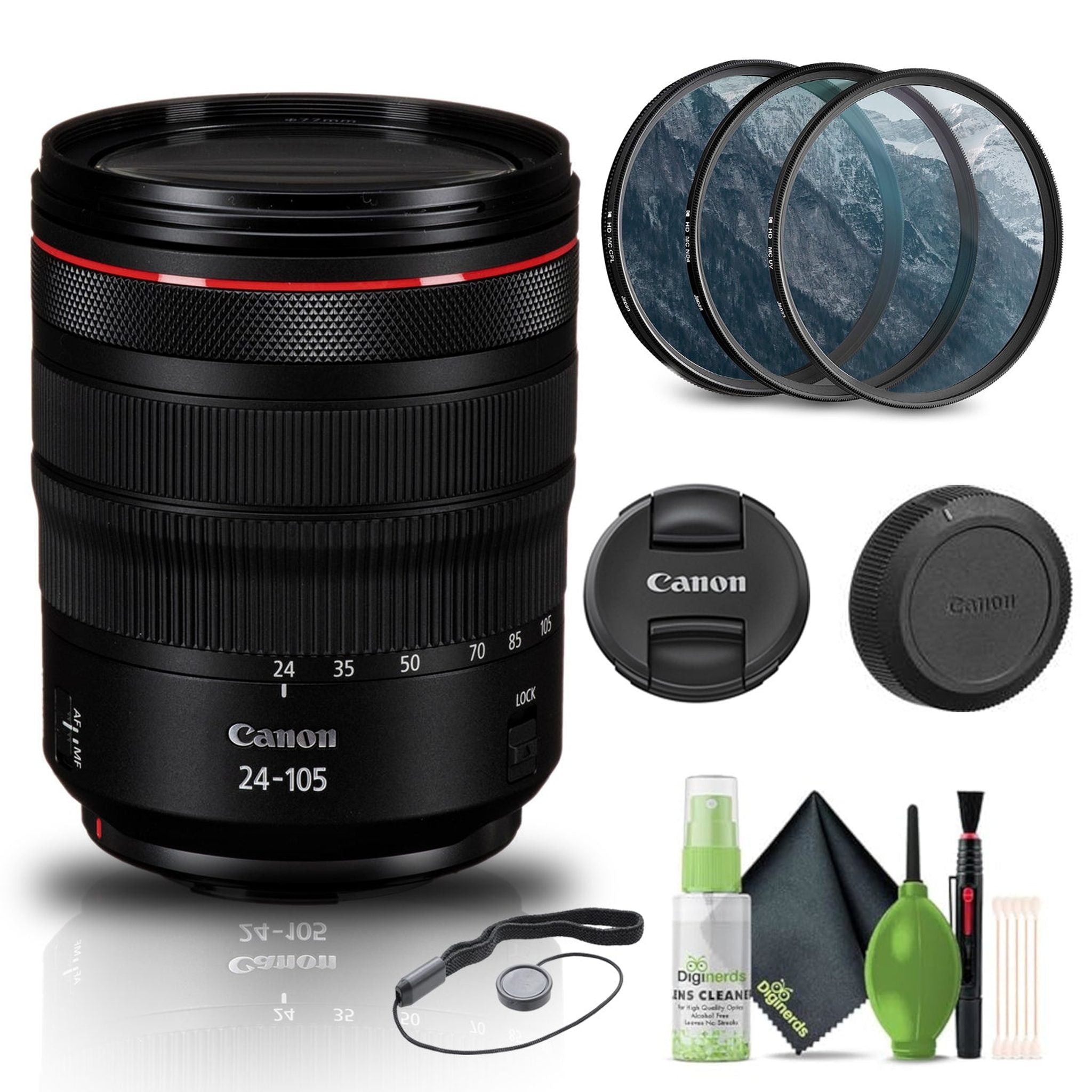 Canon RF 24-105mm f/4L IS USM Lens 2963C002 + Filter Kit + Cap Keeper + More - Reconditioned Canon