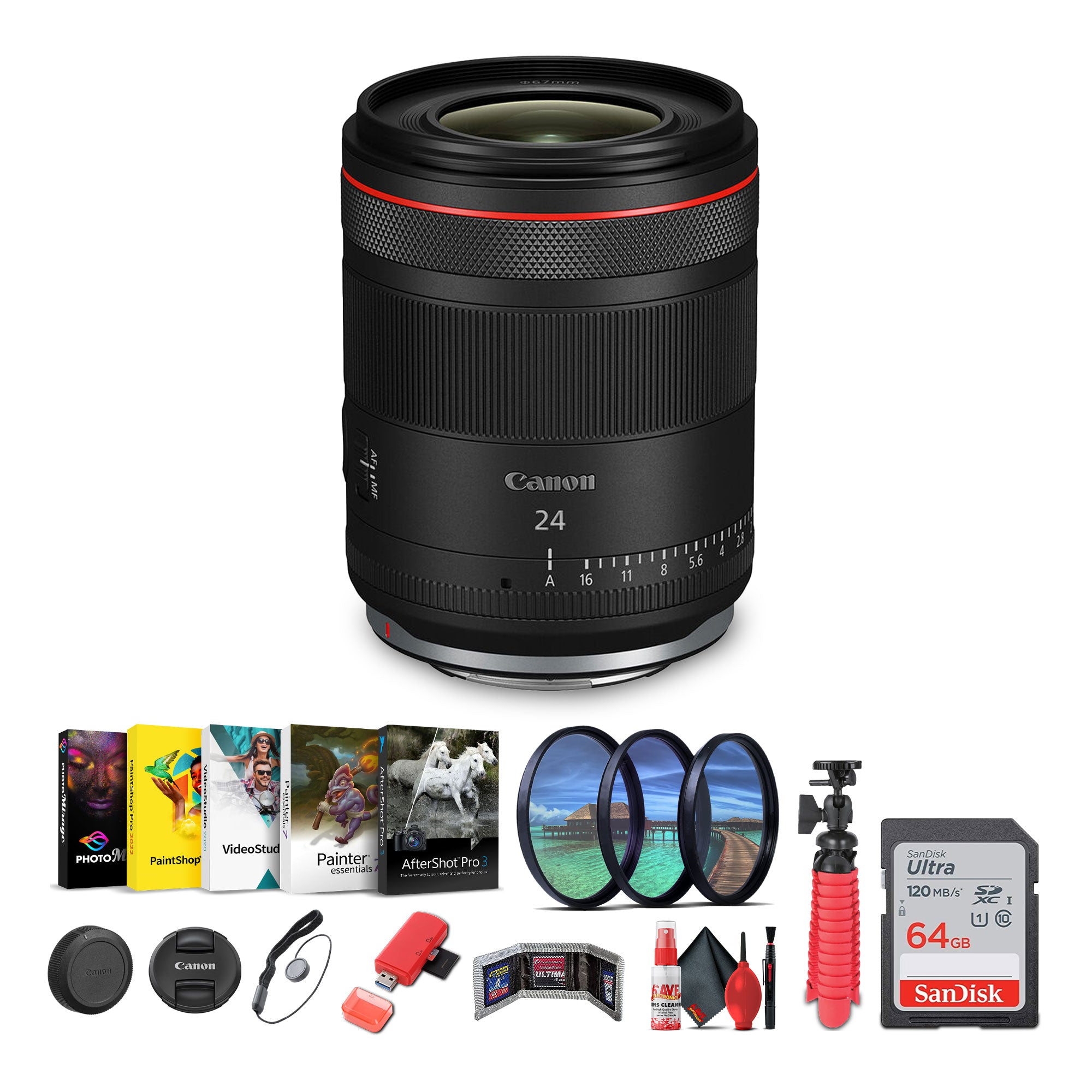 Canon RF 24mm f/1.4 L VCM Wide-Angle Lens (Canon RF) + Sling Backpack + More