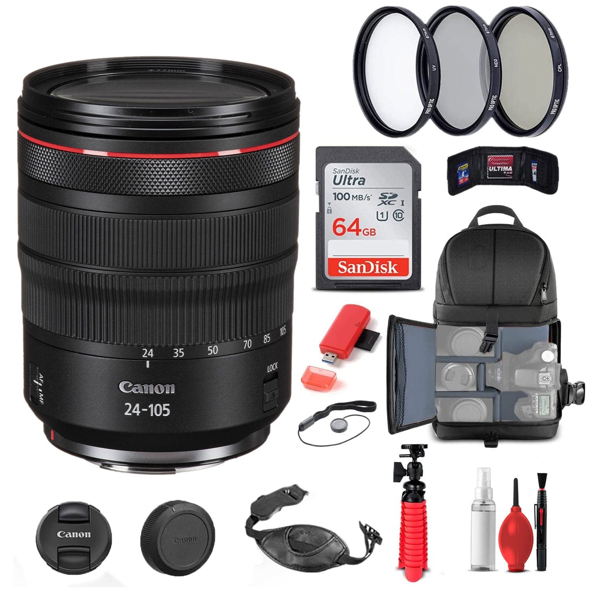 Canon EF 24mm f/1.4L II USM Lens 2750B002 + Filter + BackPack + 64GB + More - Reconditioned Canon