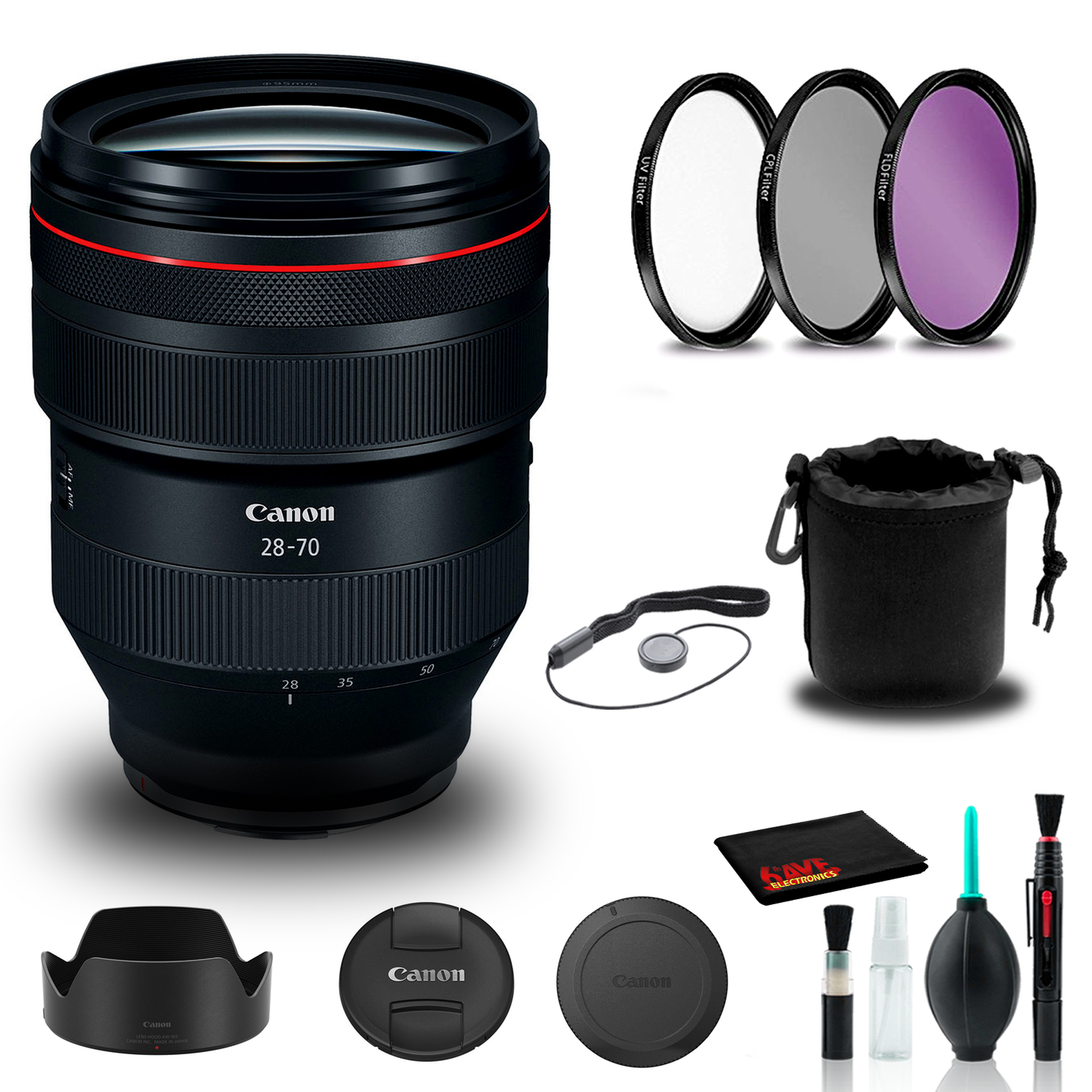 Canon RF 28-70mm f/2L USM Lens 2965C002 + Lens Pouch + UV Filter + More - Reconditioned Canon