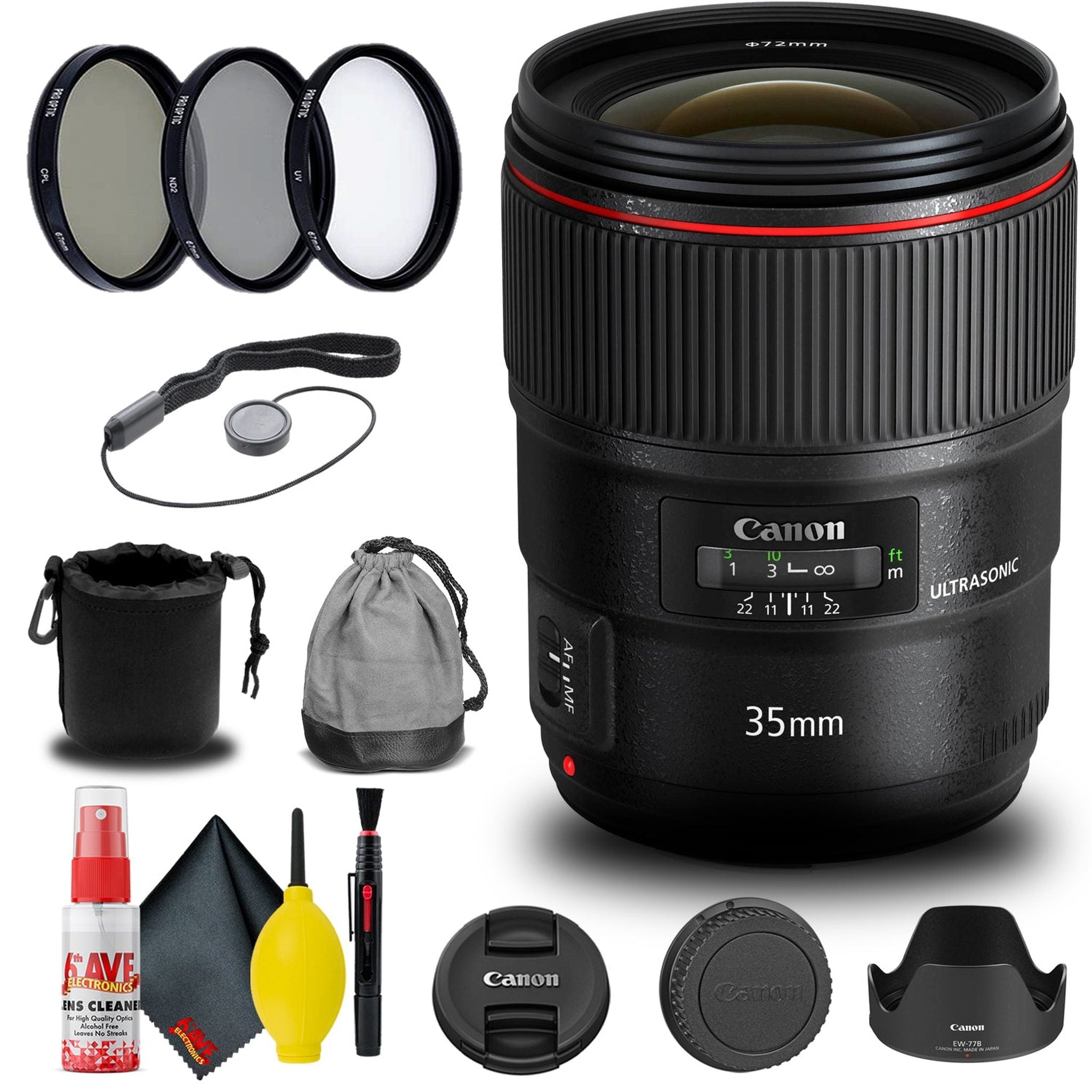 Canon EF 35mm f/1.4L II USM Lens 9523B002 + Filter Kit + Cap Keeper + More - Reconditioned Canon
