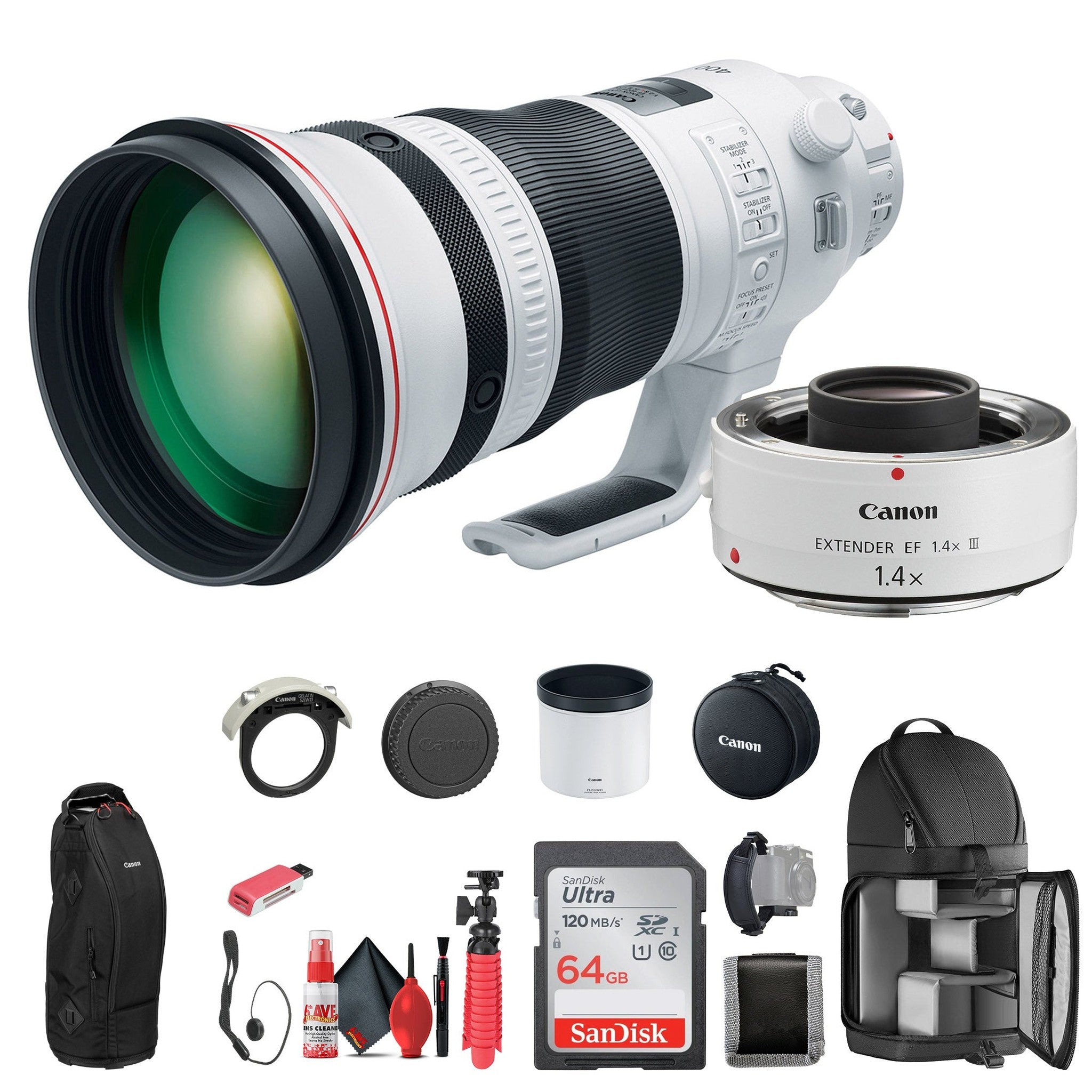 Canon EF 400mm f/2.8L IS III USM Lens 3045C002 + Canon Extender EF 1.4X - Bundle -