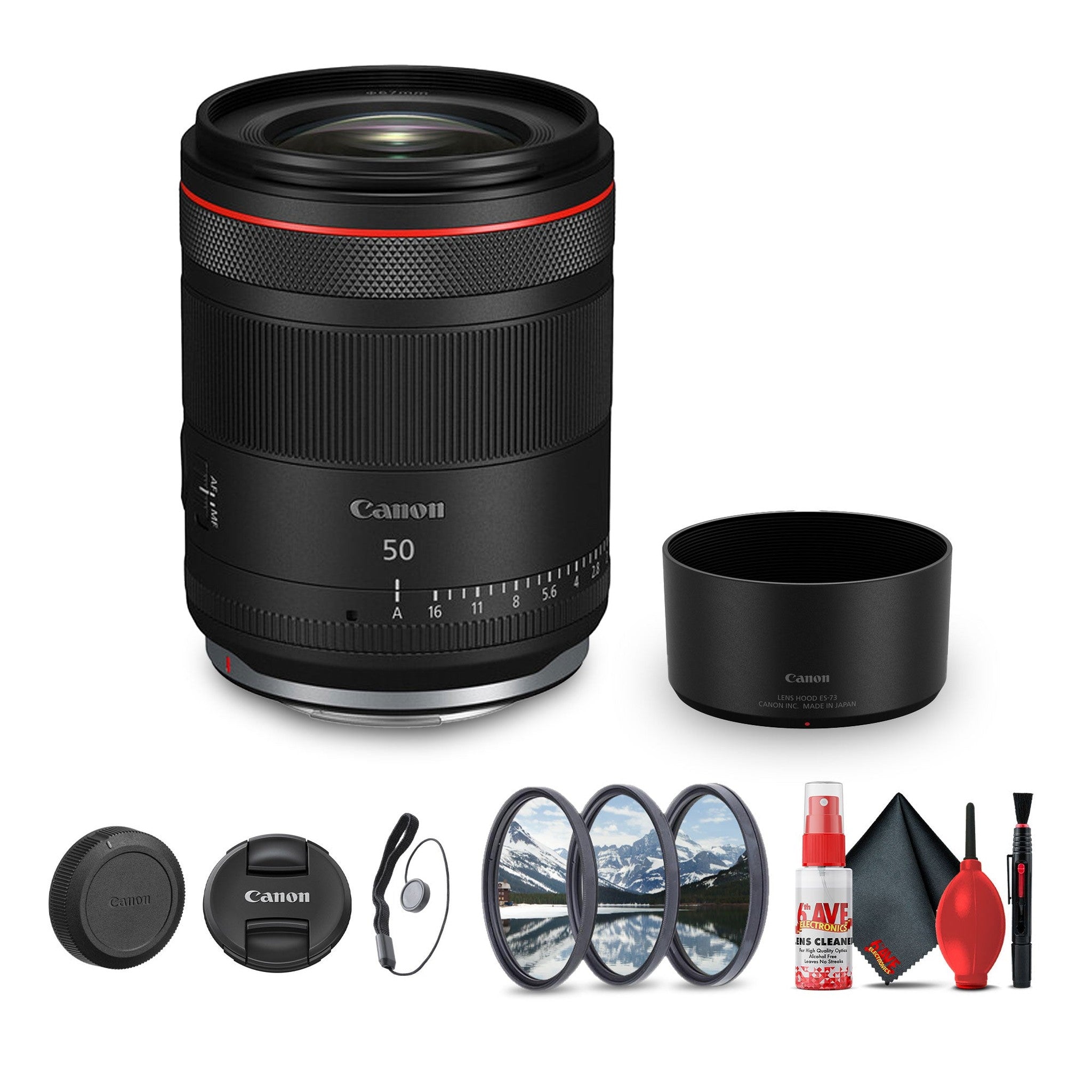 Canon RF 50mm f/1.4 L VCM Hybrid Lens Canon RF + Lens Filter Kit + Cleaning Kit + More - Reconditioned Canon
