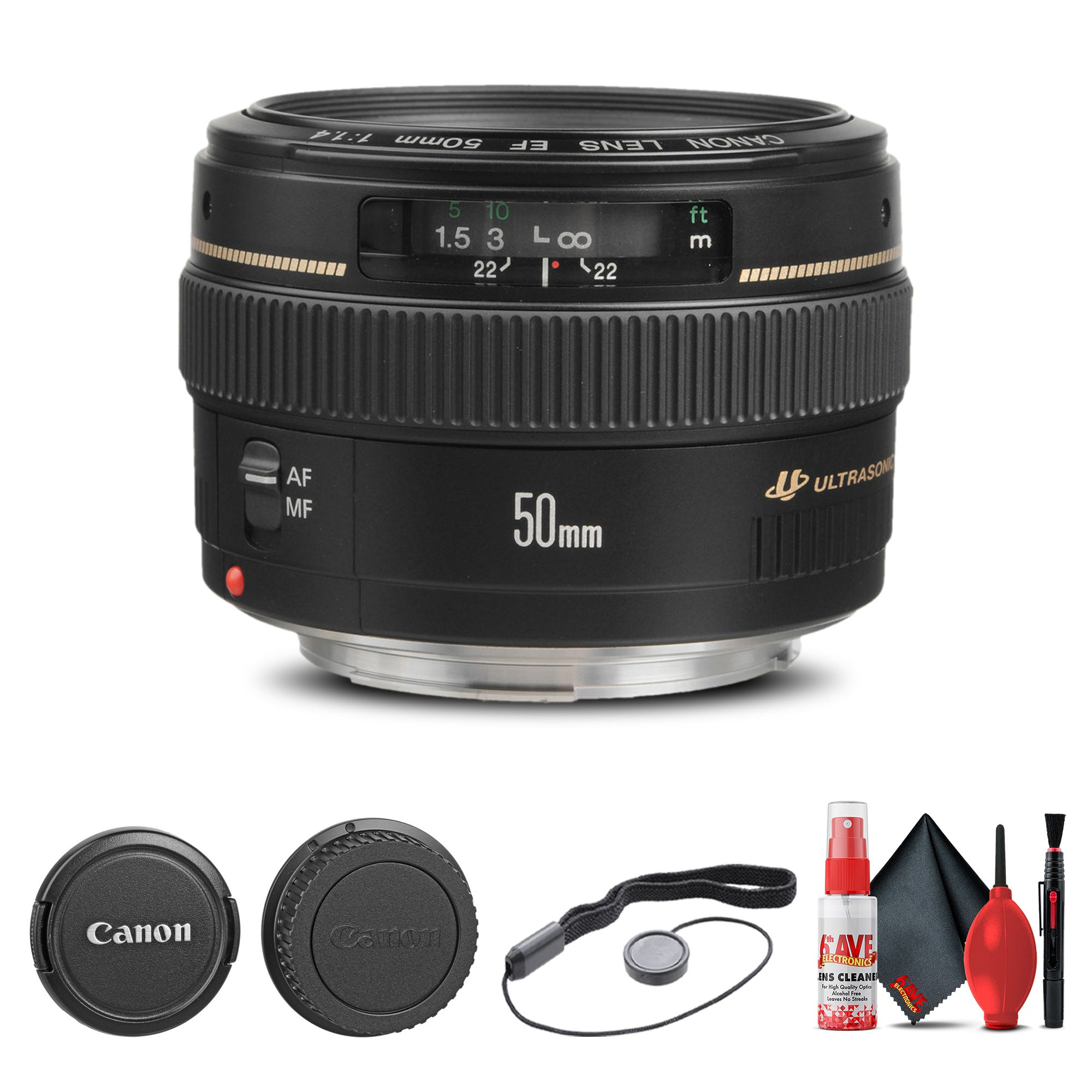 Canon EF 50mm f/1.4 USM Lens (2515A003) + Filter Kit + Lens Pouch Base Bundle