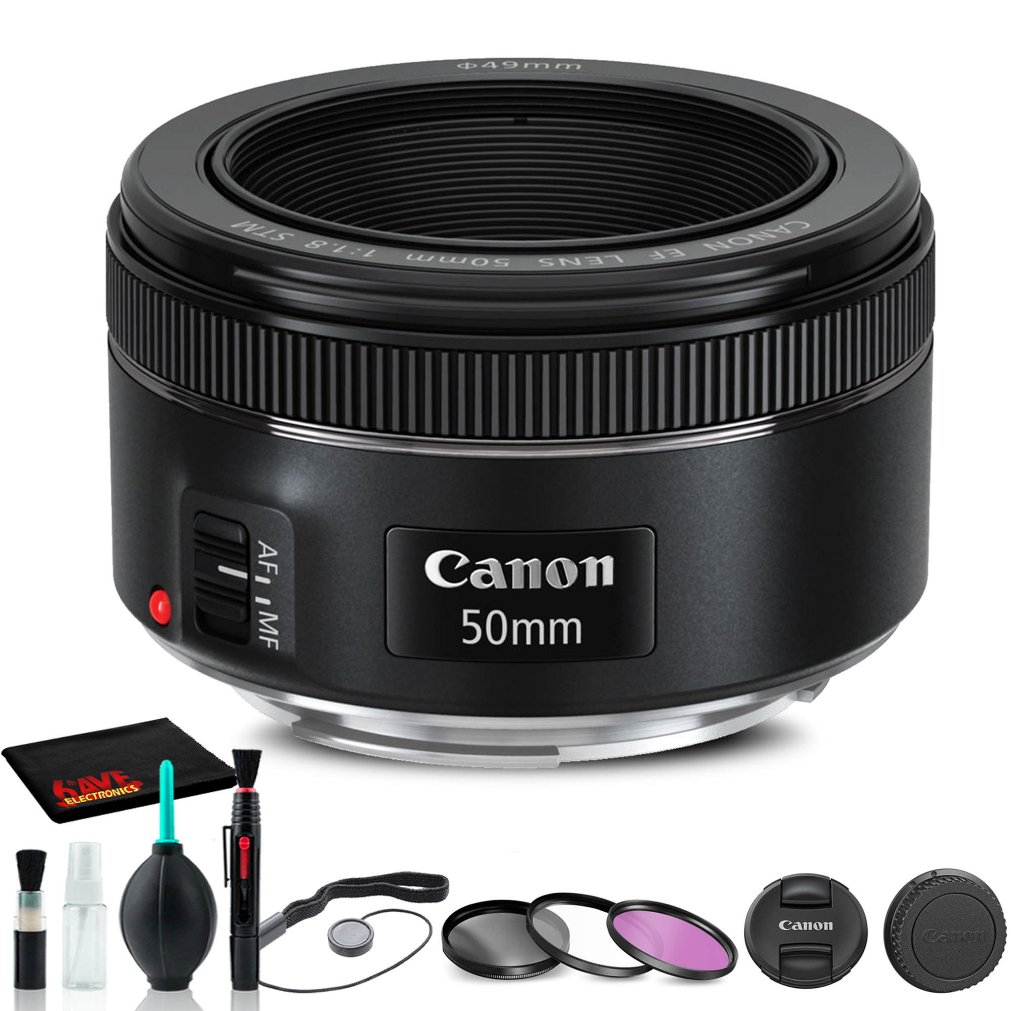 Canon RF 50mm f/1.8 STM Lens 4515C002 + Filter Kit + Cap Keeper + More - Reconditioned Canon