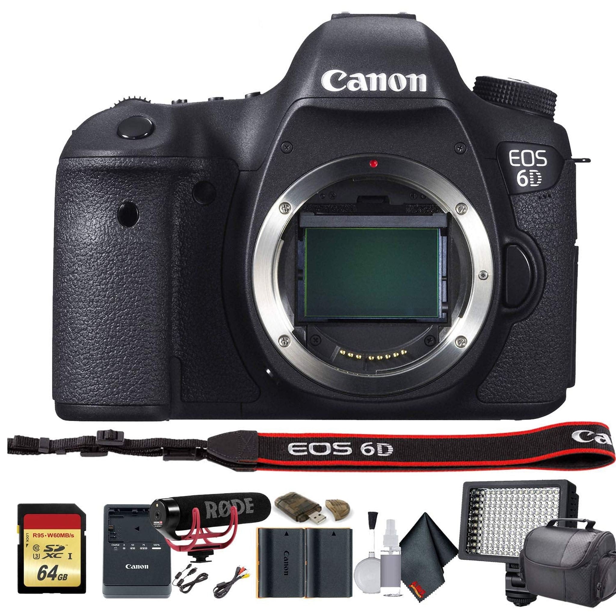Canon EOS 6D DSLR Camera 8035B002 W/Bag, Extra Battery, LED Light, Mic, Filters and More - Advanced Bundle - Used Canon
