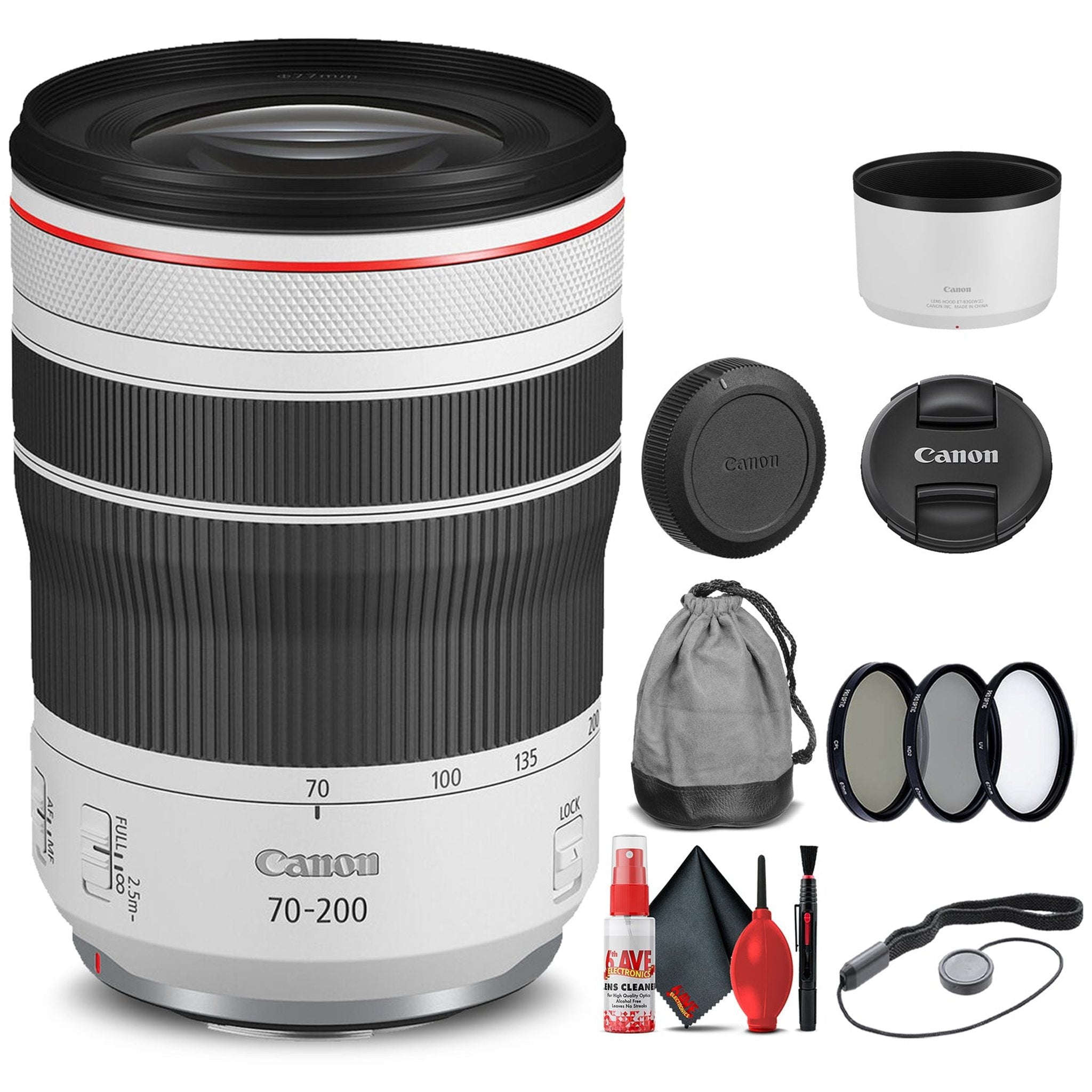 Canon RF 70-200mm f/4L IS USM Lens 4318C002 + Filter Kit + Cap Keeper + More - Reconditioned Canon