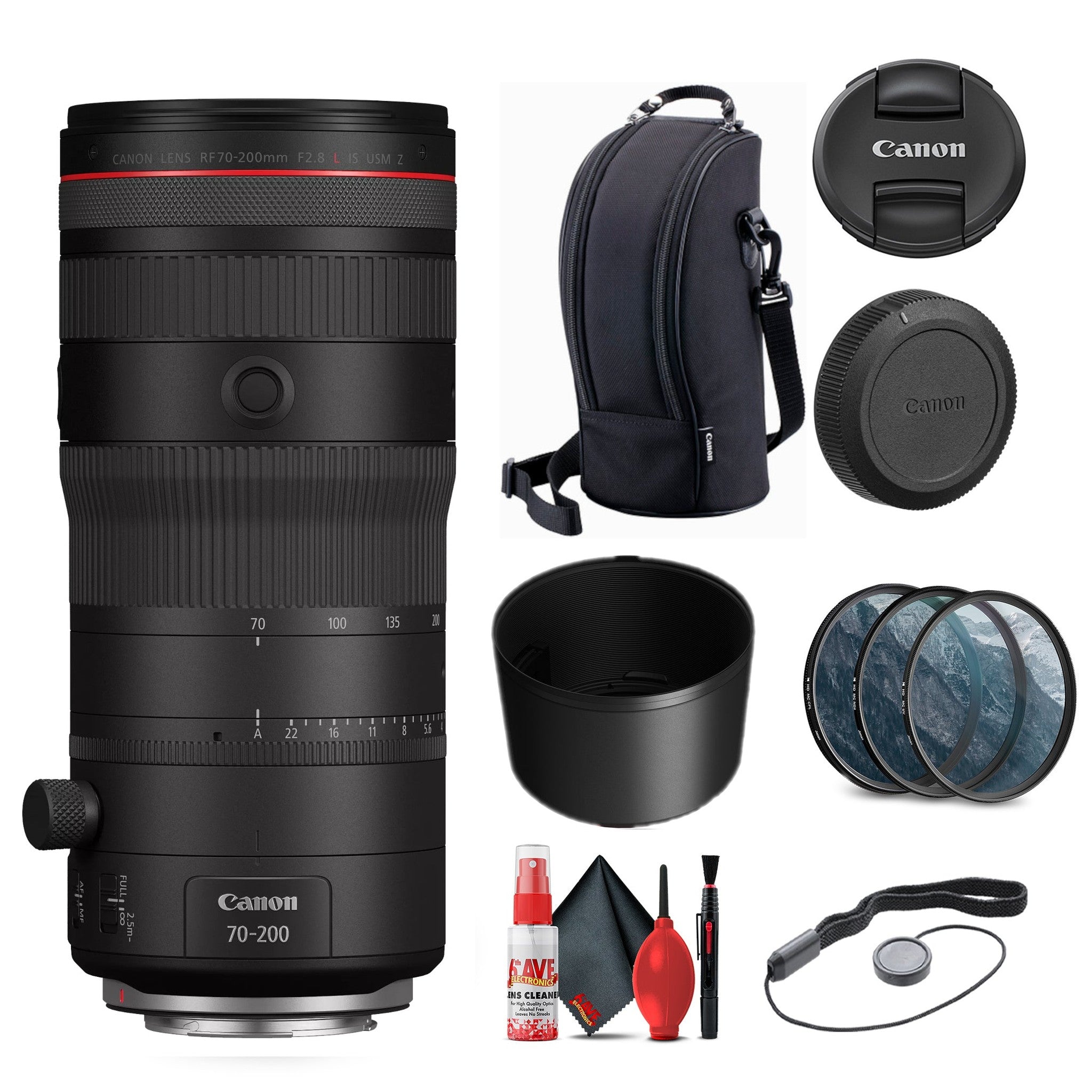 Canon RF 70-200mm f/2.8 L IS USM Z Lens 6593C002 Black + Filter Kit + Cap Keeper + More
