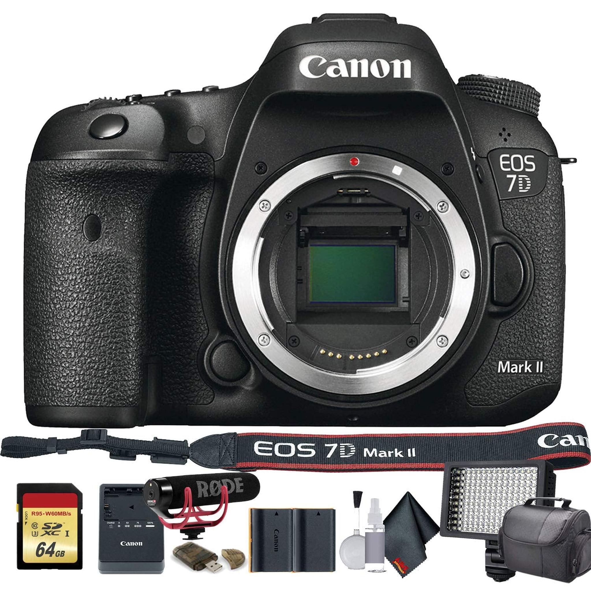 Canon EOS 7D Mark II DSLR Camera International Model 9128B002 W/Bag, Extra Battery, LED Light, Mic, Filters and More - Used Canon