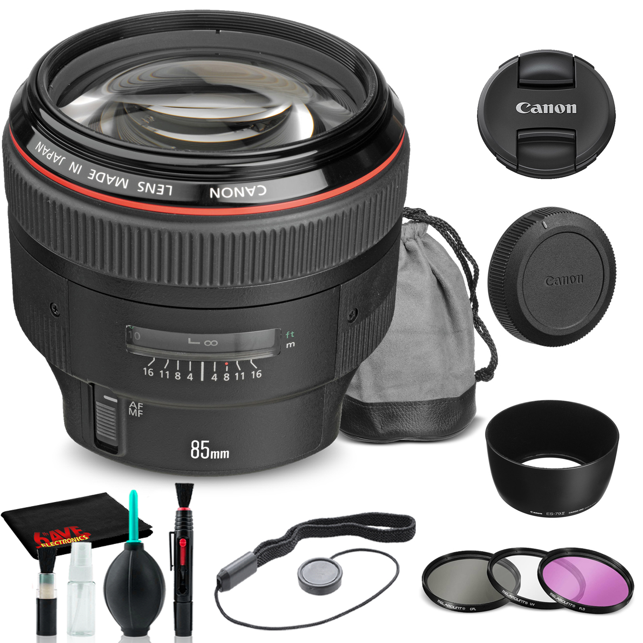Canon EF 85mm f/1.2L II USM Lens 1056B002 + Filter Kit + Cap Keeper + More - Reconditioned Canon