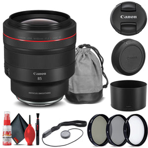 Canon RF 85mm f/1.2L USM DS Lens 3450C002 + Filter Kit + Cap Keeper + More - Reconditioned Canon