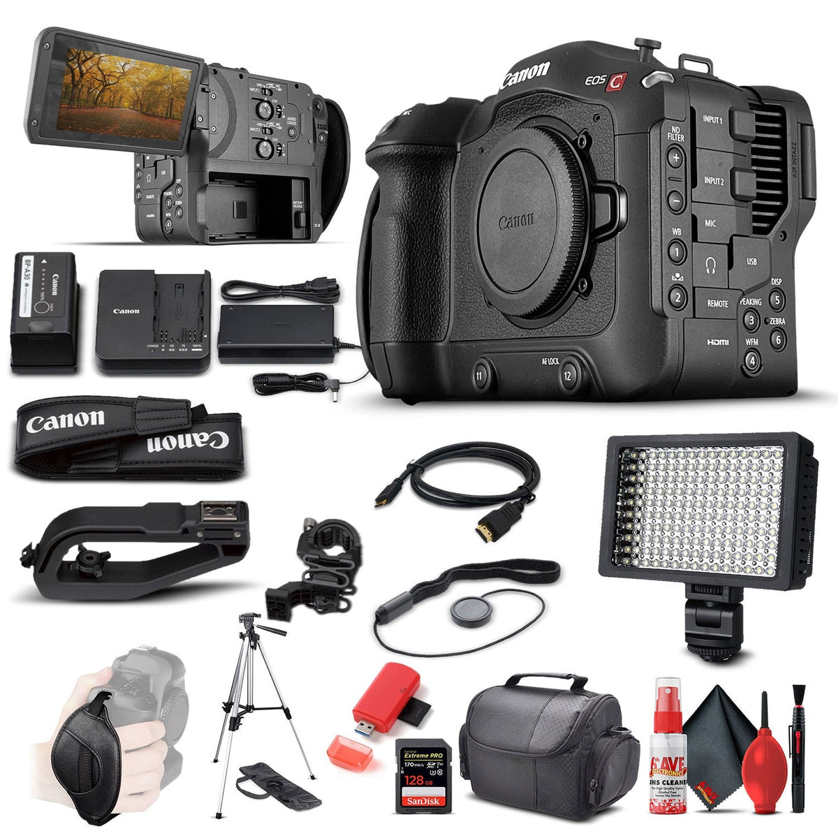 Canon EOS C70 Cinema Camera + 128GB Card+ Case + More: Advanced Bundle