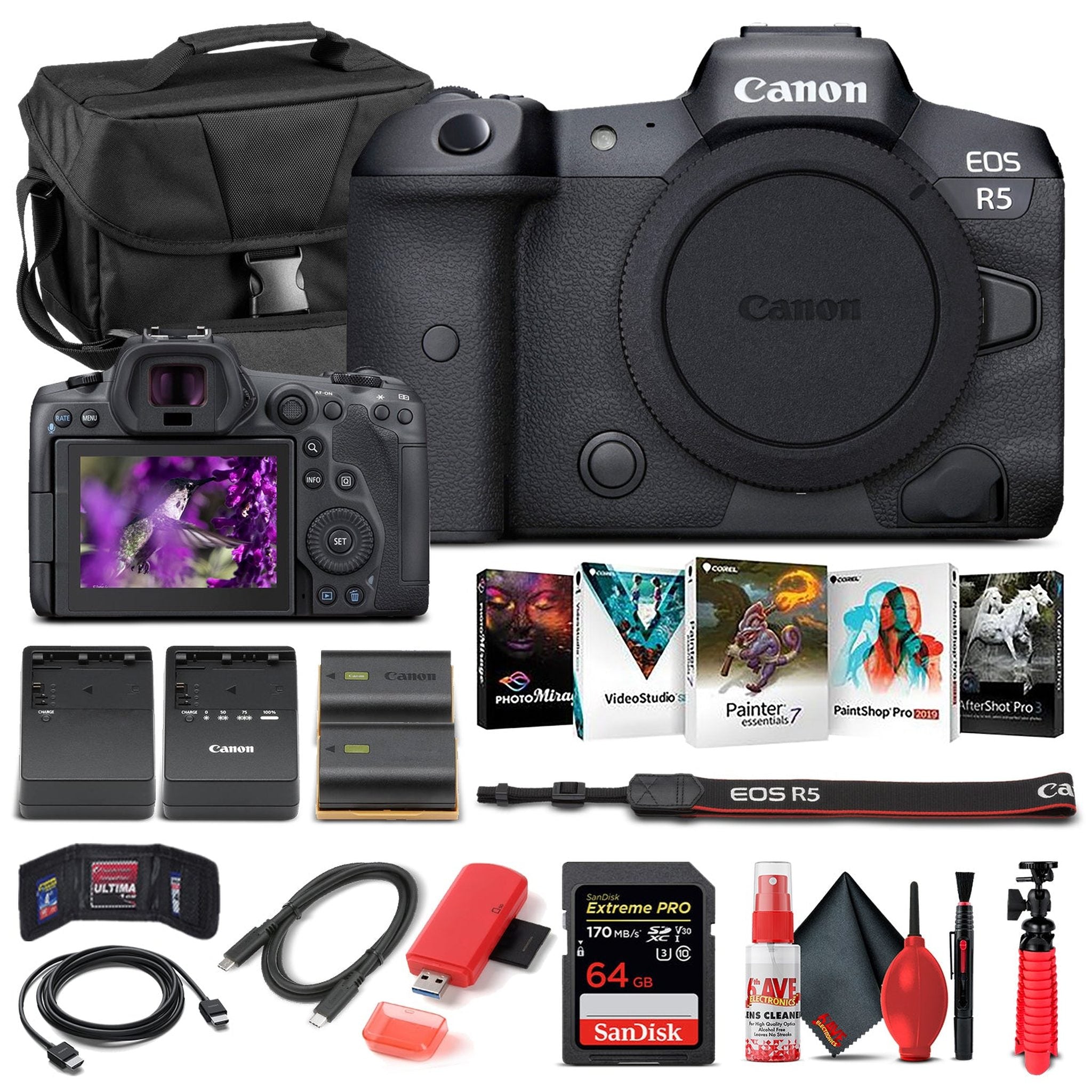 Canon EOS R5 Mirrorless Camera Body Only 4147C002 - Basic Bundle - Reconditioned Canon