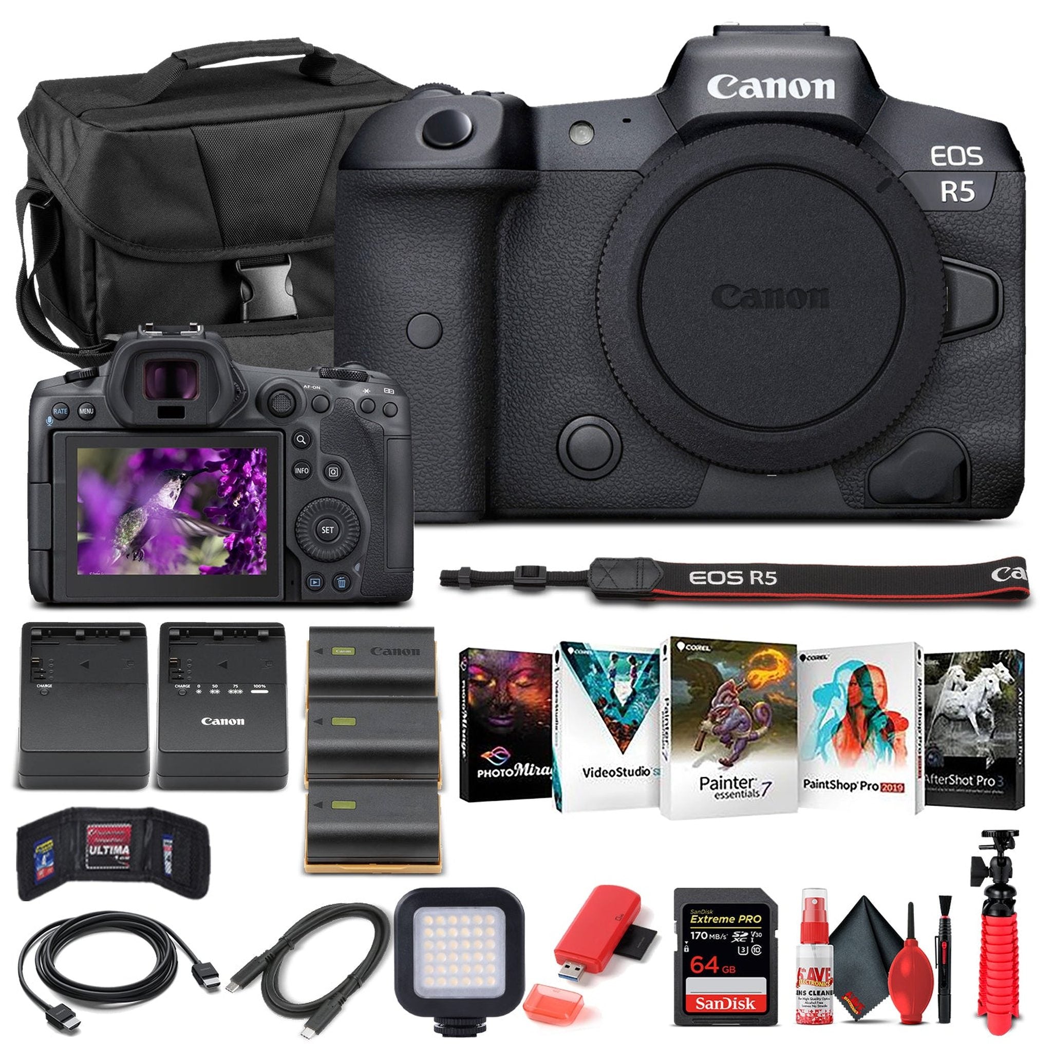 Canon EOS R5 Mirrorless Camera Body Only 4147C002 - Advanced Bundle - Reconditioned Canon