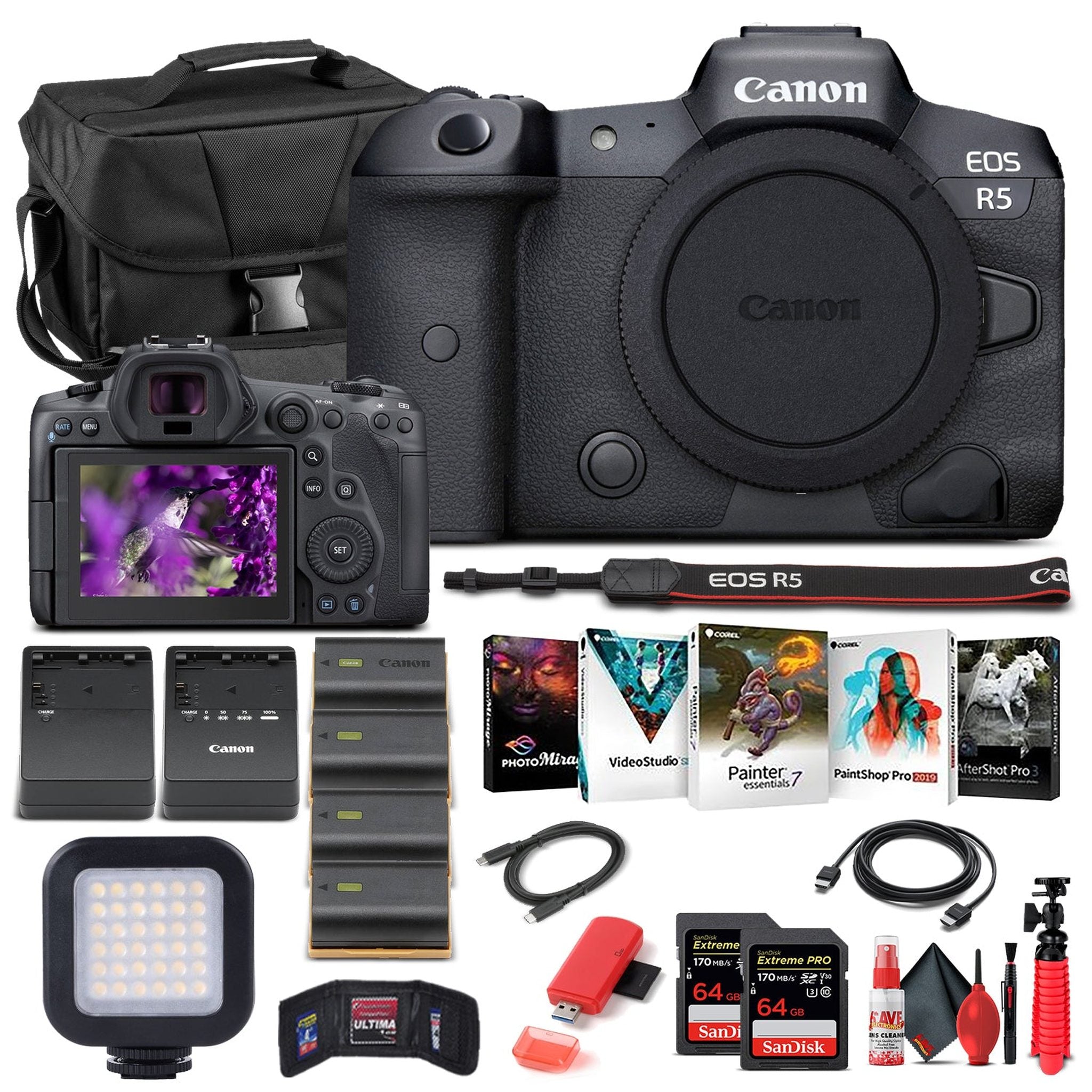 Canon EOS R5 Mirrorless Camera Body Only 4147C002 - Pro Bundle - Reconditioned Canon