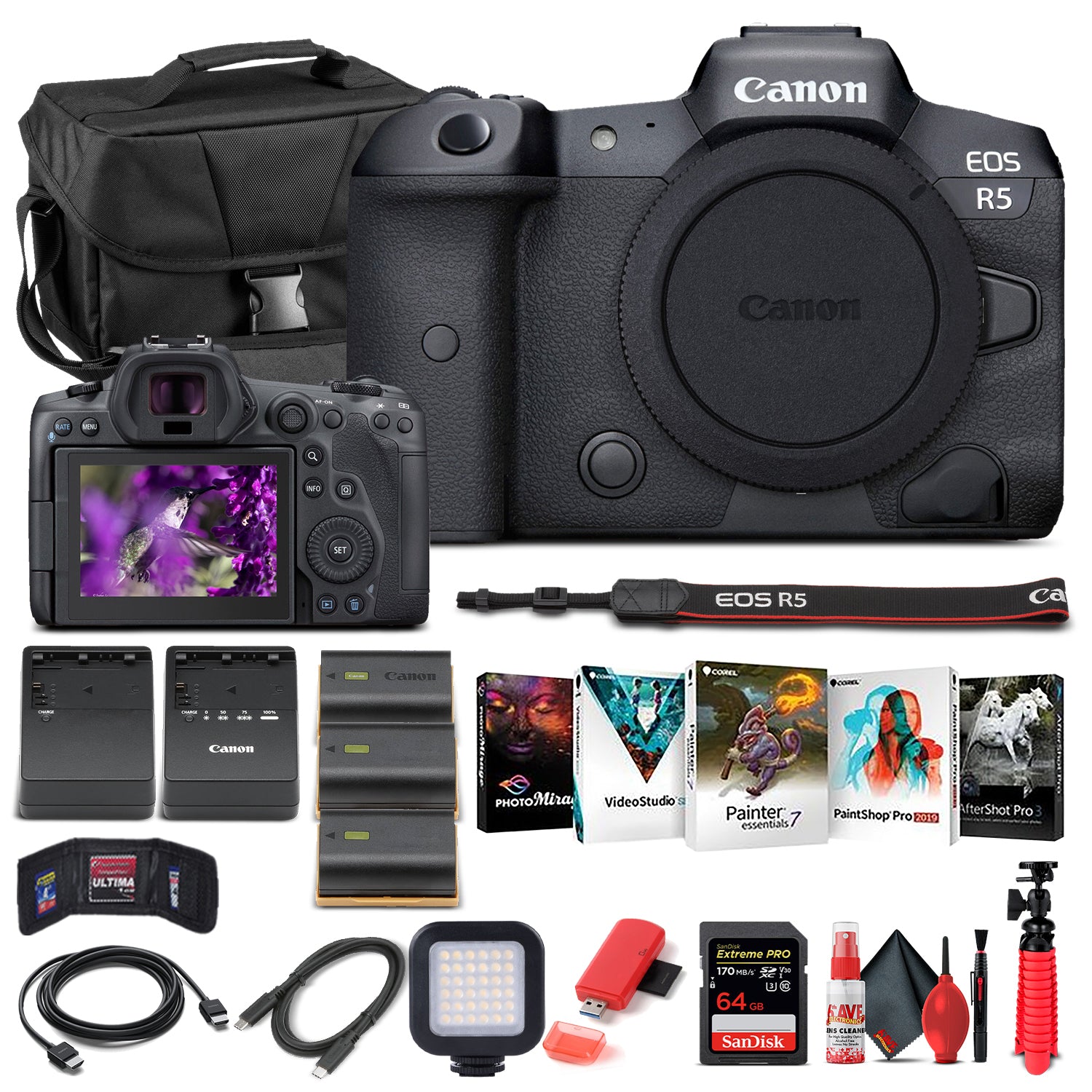Canon EOS R5 Mirrorless Camera Body Only 4147C002 - Pro Bundle