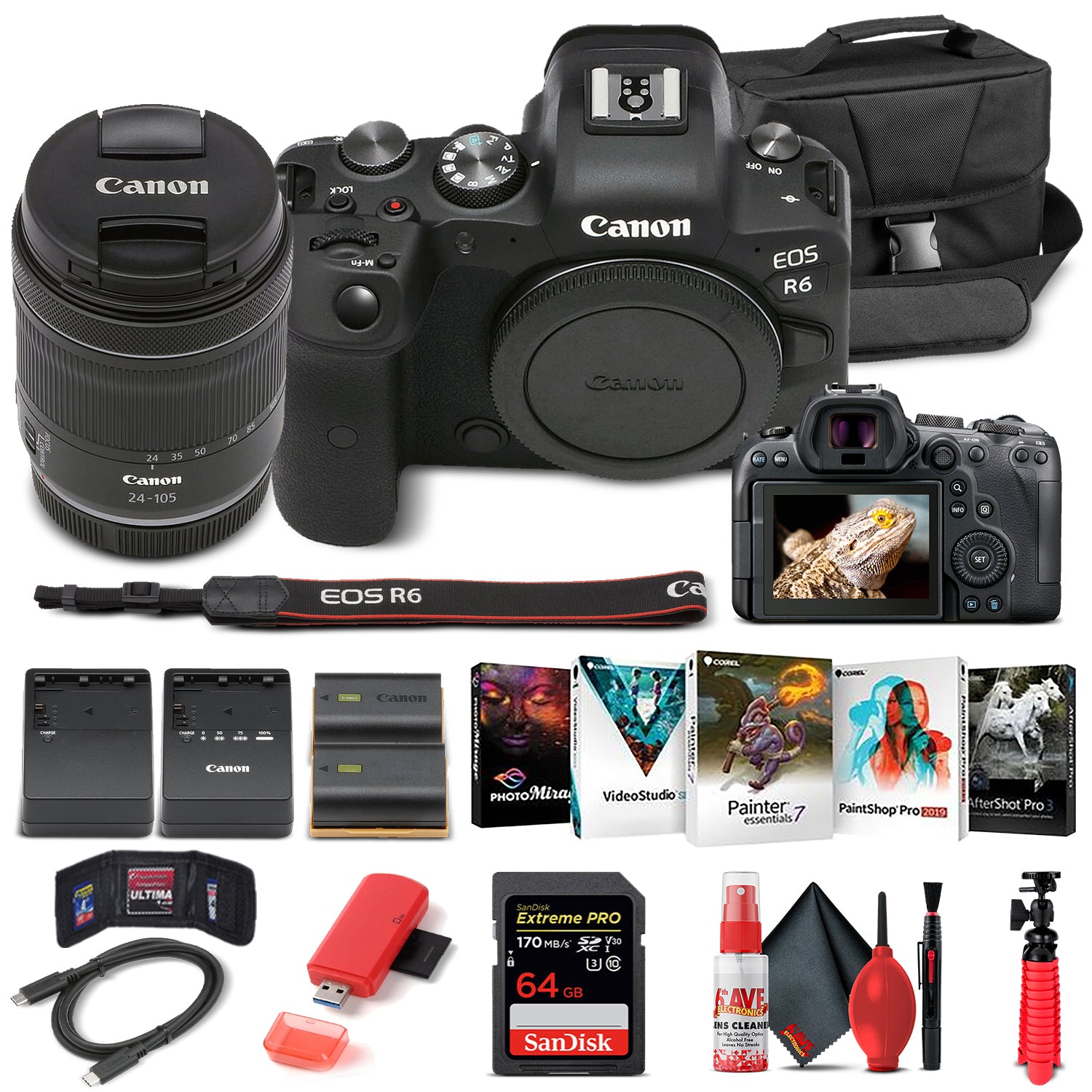 Canon EOS R6 Mirrorless Camera W/ 24-105mm f/4-7.1 Lens 4082C022 - Basic Bundle