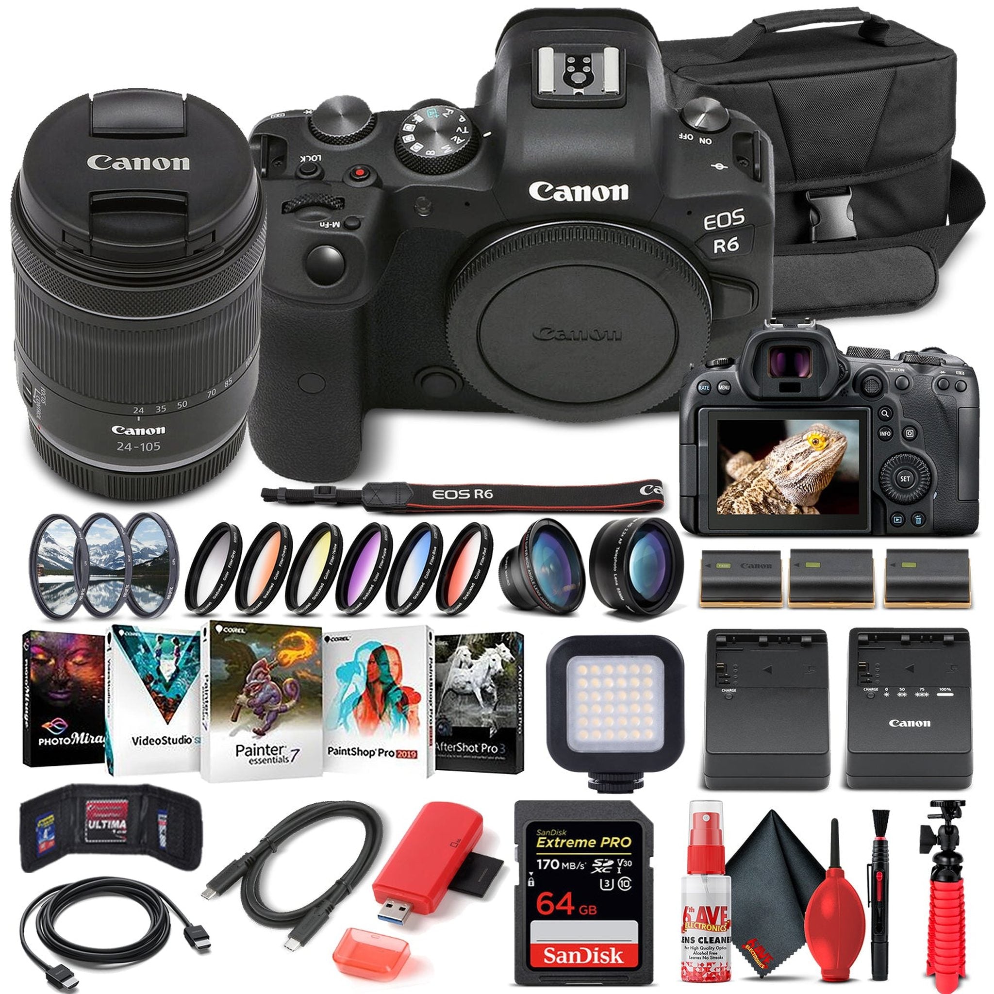 Canon EOS R6 Mirrorless Camera W/ 24-105mm f/4-7.1 Lens - Advanced Bundle - Reconditioned Canon