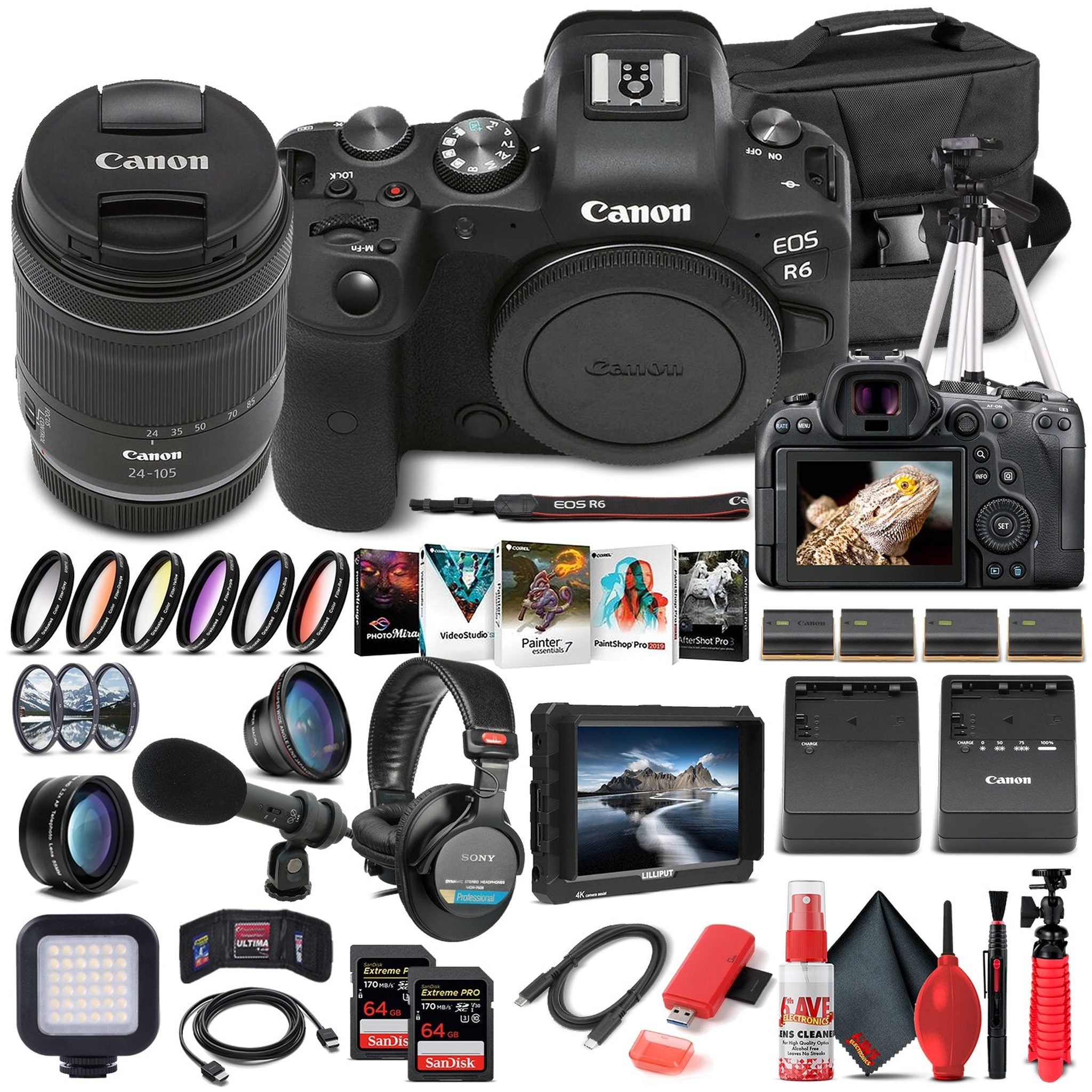 Canon EOS R6 Mirrorless Camera W/ 24-105mm f/4-7.1 Lens 4082C022 - Pro Bundle - Reconditioned Canon