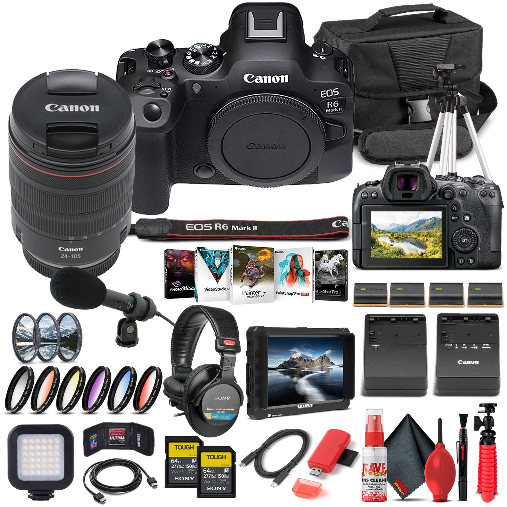 Canon EOS R6 Mark II Mirrorless Camera with 24-105mm f/4 Lens 5666C011 - Pro Bundle - Reconditioned Canon