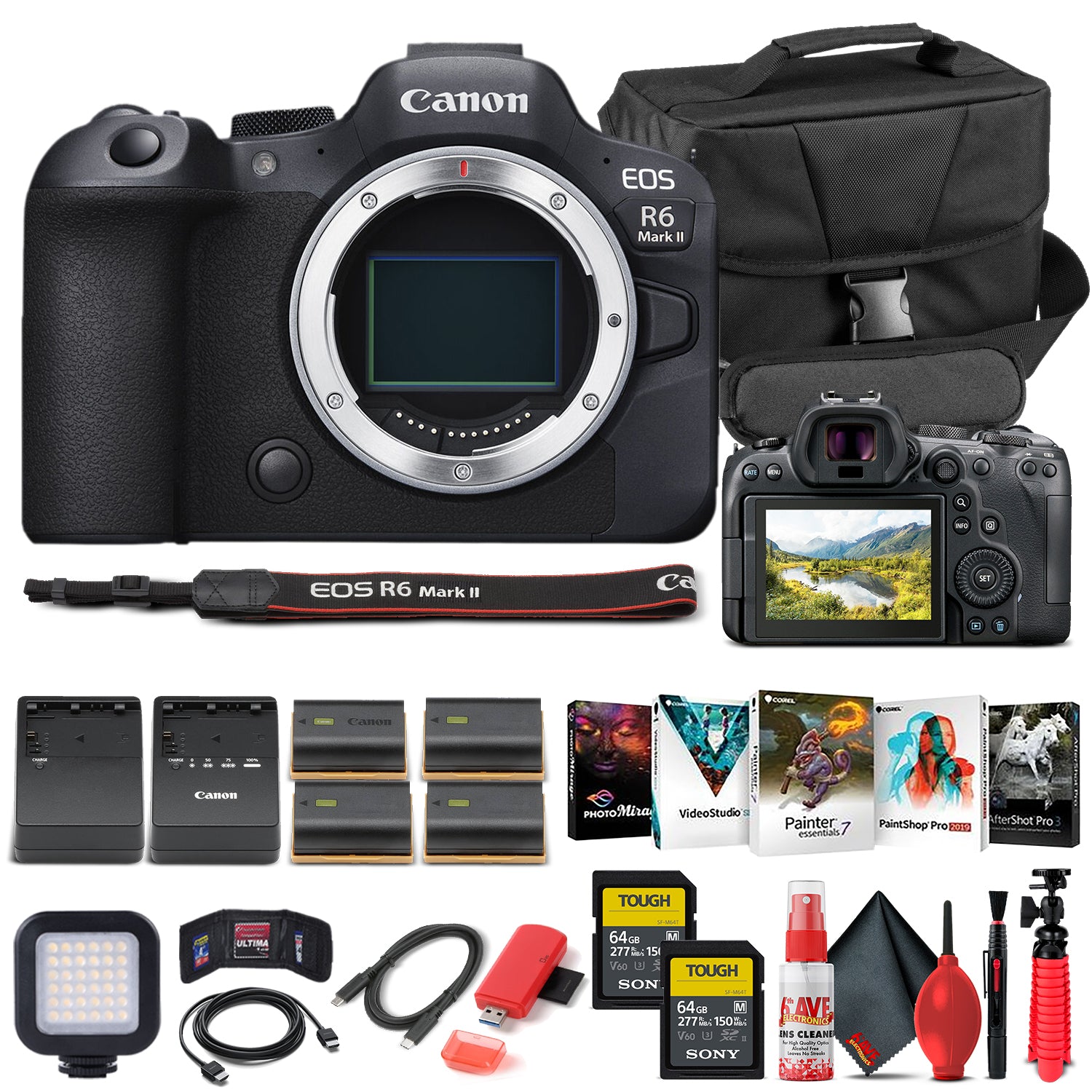 Canon EOS R6 Mark II Mirrorless Camera 5666C002 - Pro Bundle