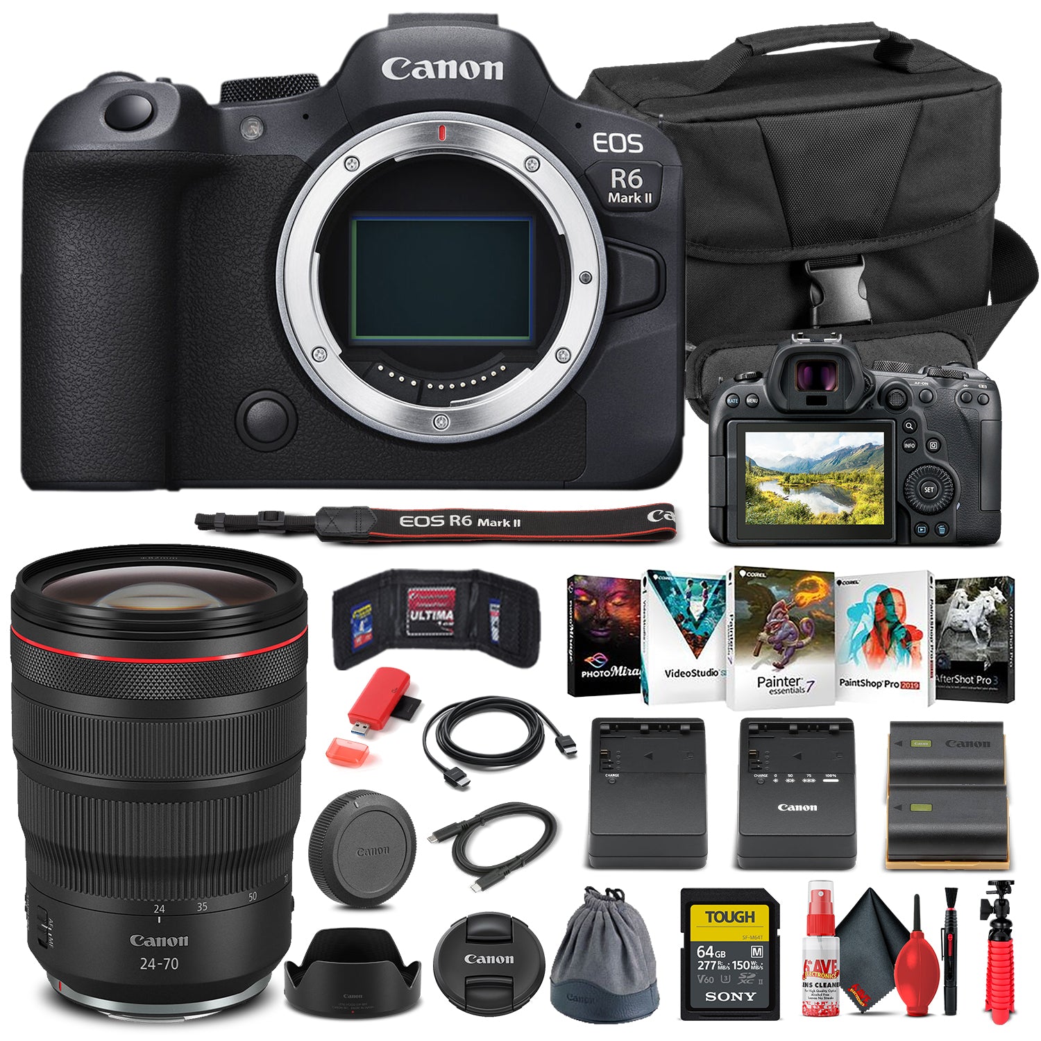 Canon EOS R6 Mark II Mirrorless Camera W/ Canon RF 24-70mm Lens - Basic Bundle