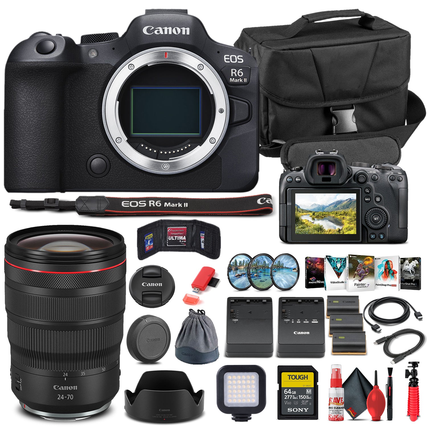 Canon EOS R6 Mark II Mirrorless Camera W/ Canon RF 24-70mm Lens - Advanced Bundle