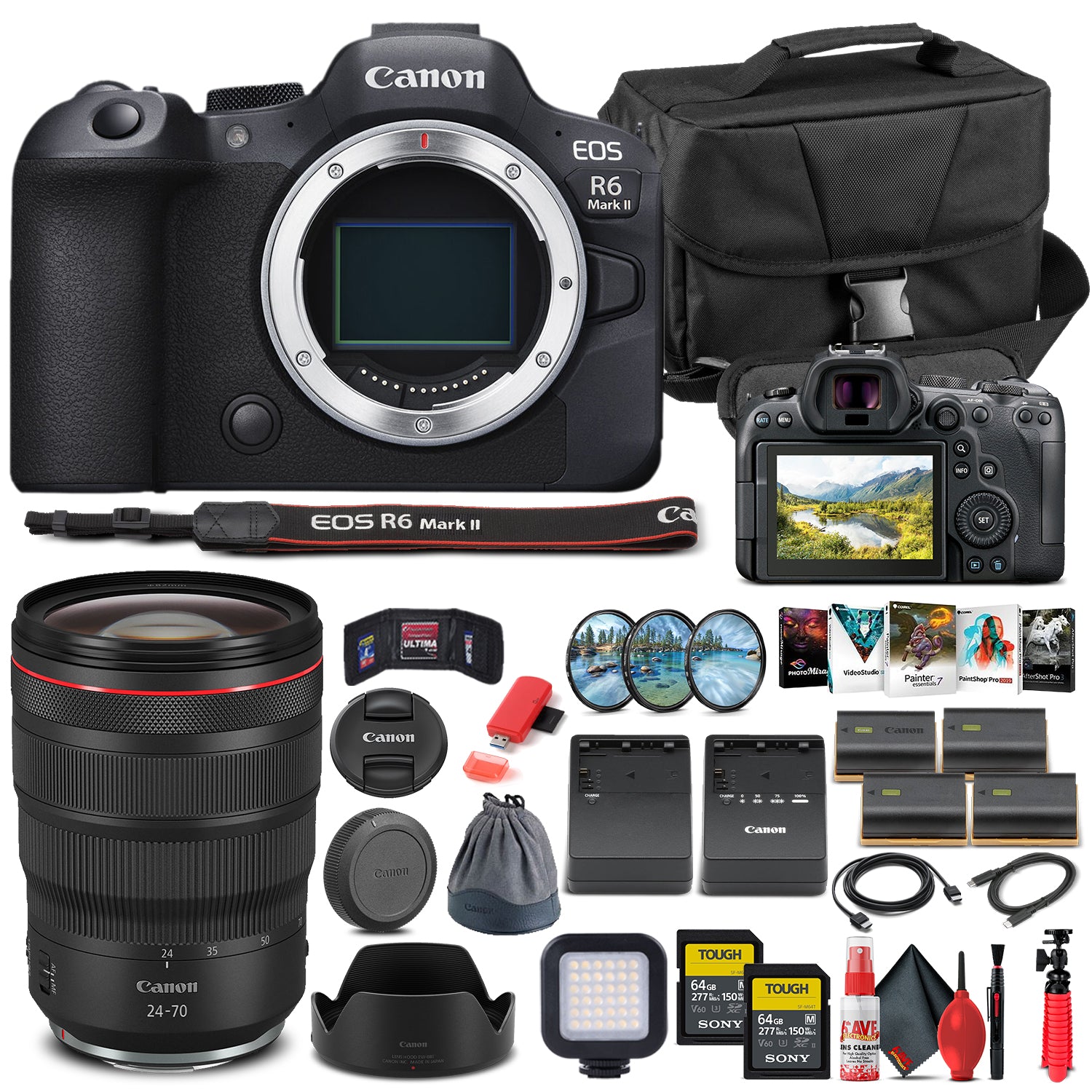 Canon EOS R6 Mark II Mirrorless Camera W/ Canon RF 24-70mm Lens - Pro Bundle