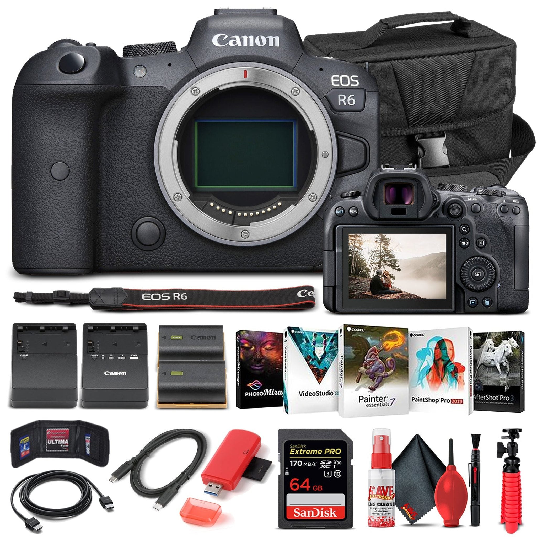 Canon EOS R6 Mirrorless Camera Body Only 4082C002 - Basic Bundle - Reconditioned Canon