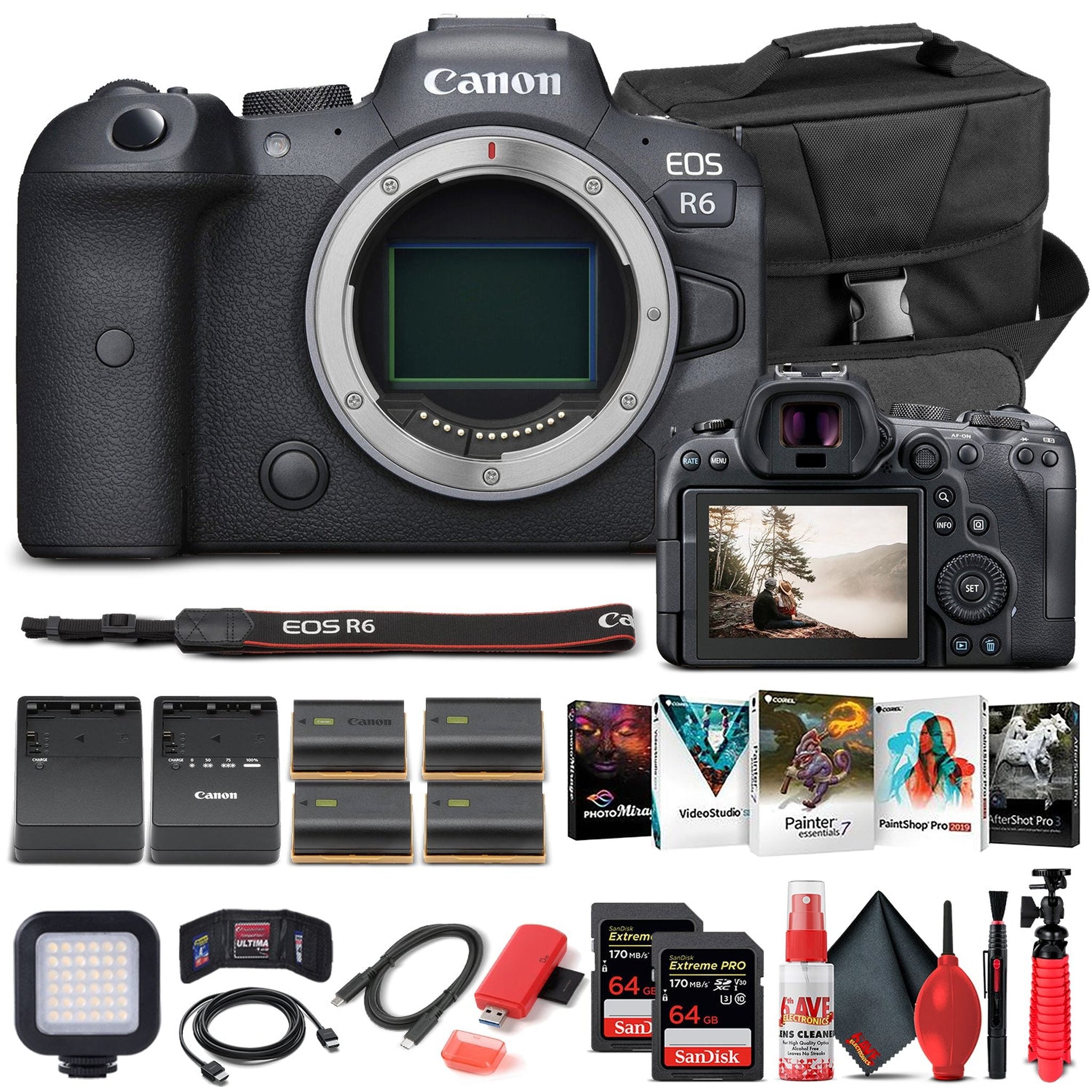 Canon EOS R6 Mirrorless Camera Body Only 4082C002 - Pro Bundle - Reconditioned Canon