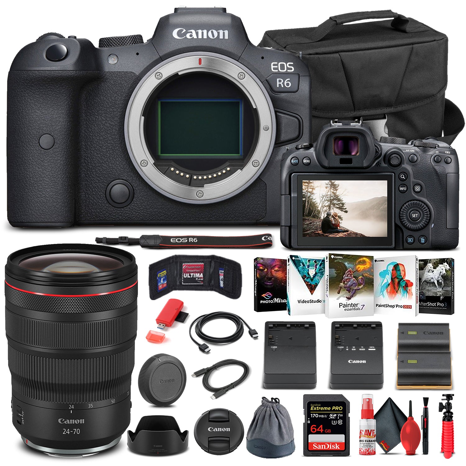 Canon EOS R6 Mirrorless Camera W/ Canon RF 24-70mm Lens - Basic Bundle