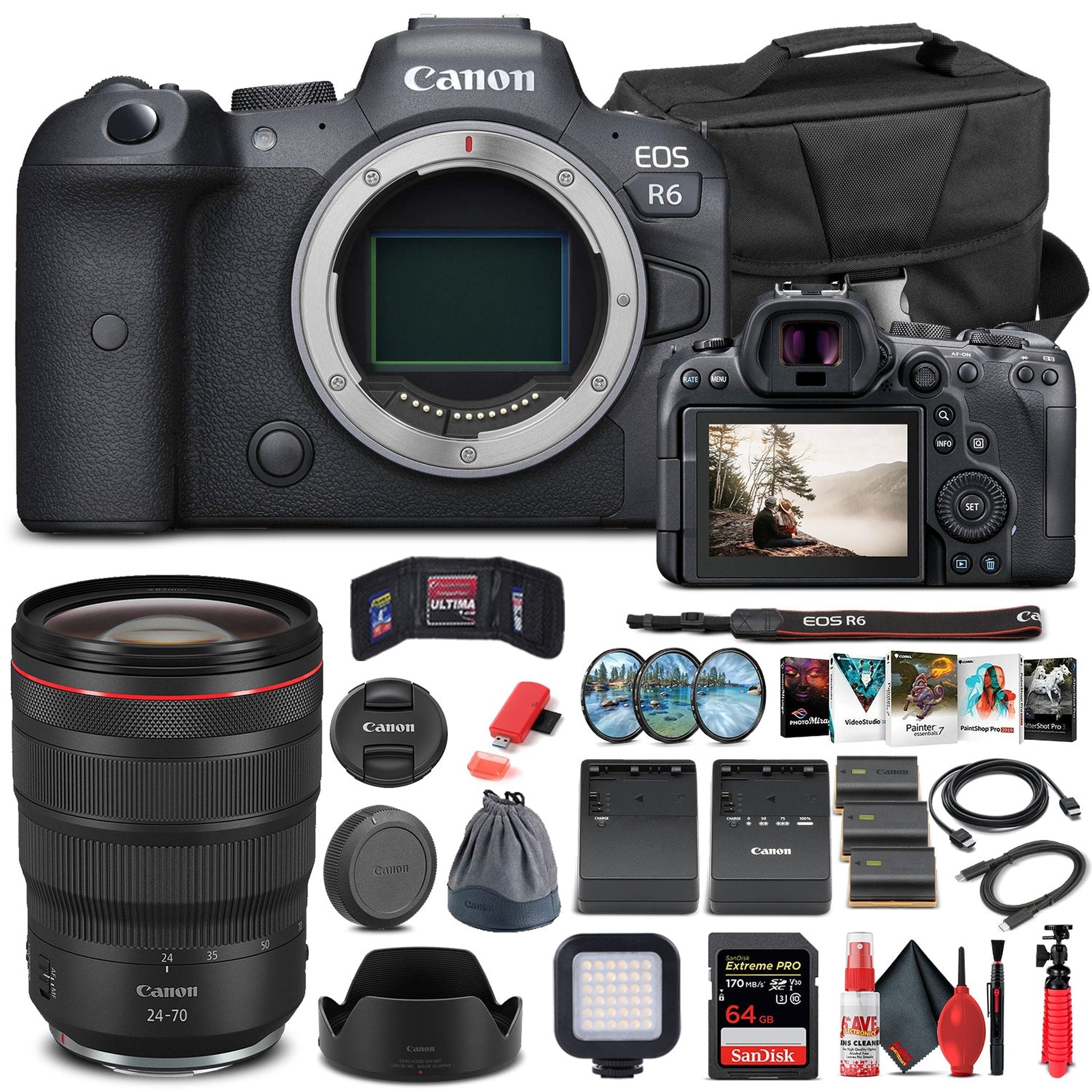 Canon EOS R6 Mirrorless Camera W/ Canon RF 24-70mm Lens - Advanced Bundle - Reconditioned Canon