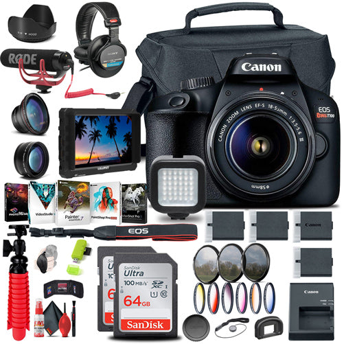 Canon EOS Rebel T100 / 4000D DSLR Camera with 18-55mm Lens + 4K Monitor + More