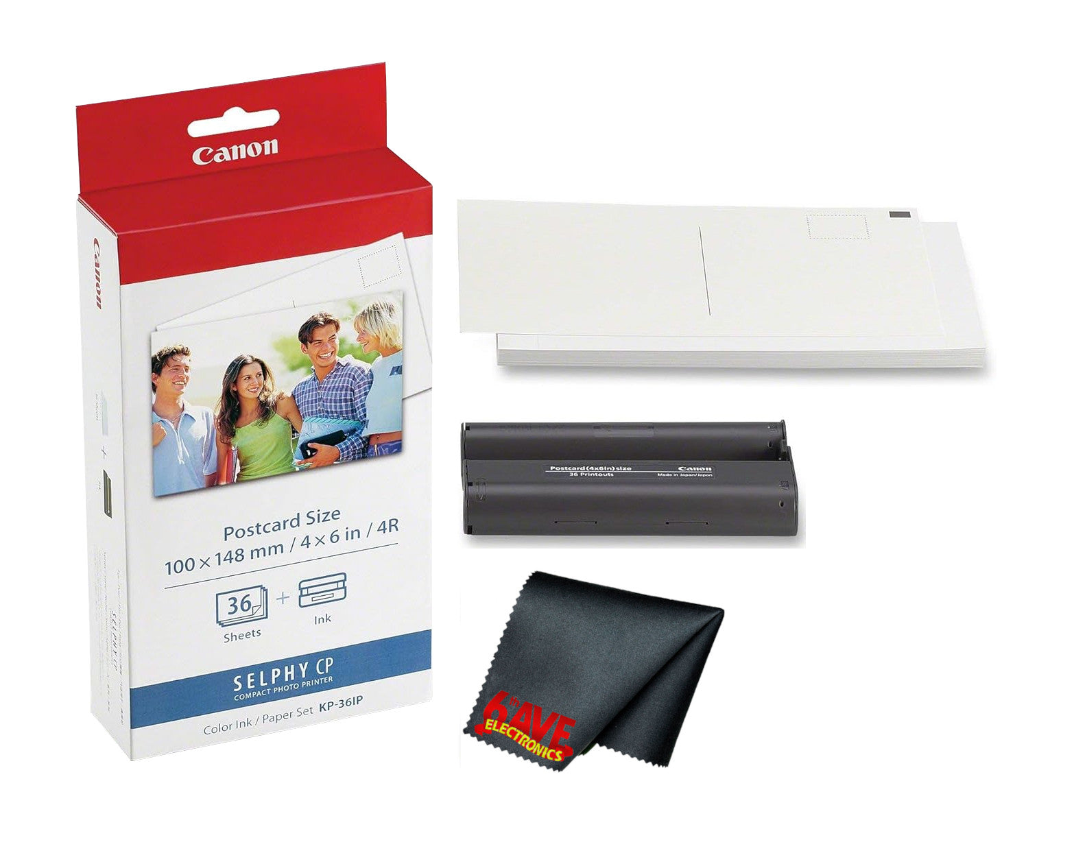 Canon KP-36IP Color Ink and Photo Paper Set 4"x 6" for Canon Selphy Printers 36 Sheets Bundle