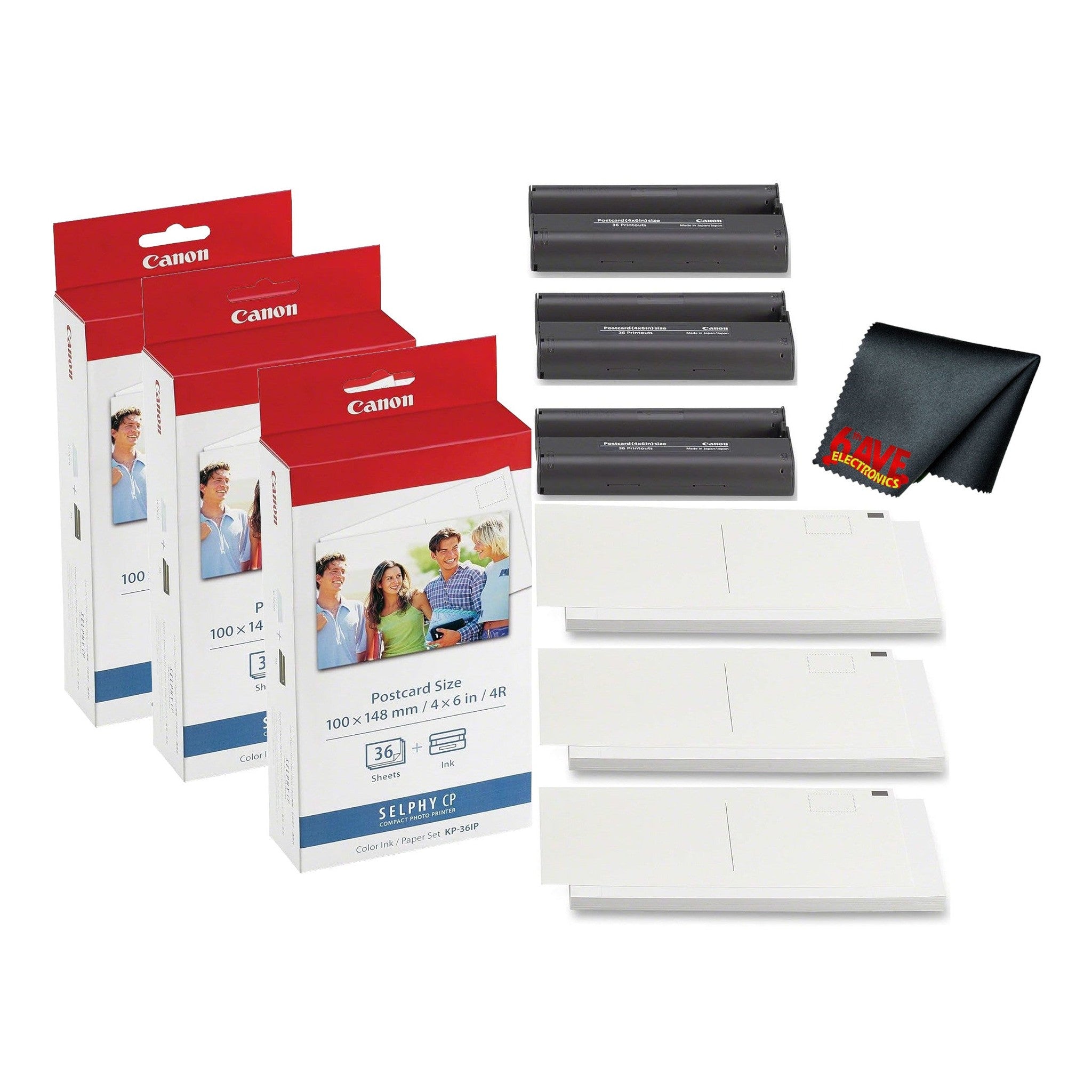 Canon KP-36IP Color Ink and Photo Paper Set 4"x 6" for Canon Selphy Printers 108 Sheets Bundle