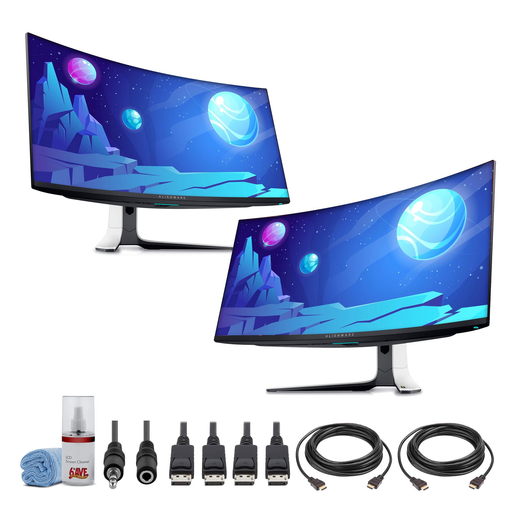 2 x Dell Alienware AW3423DW 34.2" 1440p HDR 175 Hz Curved Gaming Monitor (Lunar Light) + More