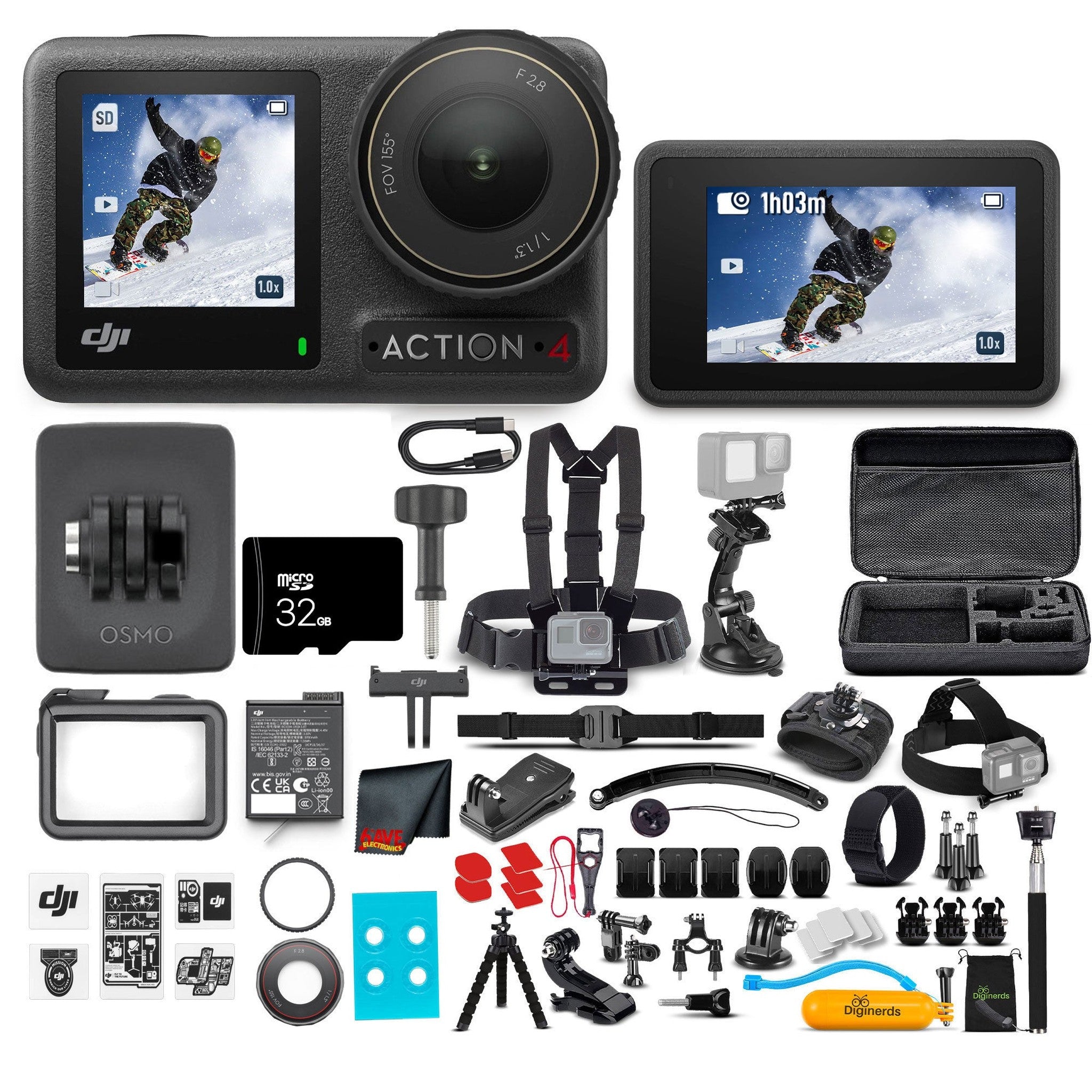DJI Osmo Action 4 Camera Standard Combo - WaterProof Action Camera With 50-In-1 Action Kit