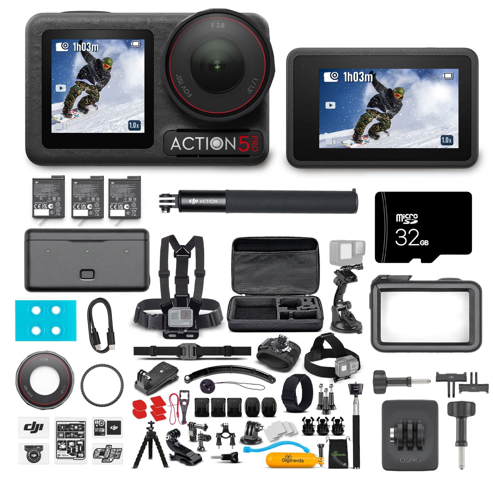 DJI Osmo Action 5 Pro Adventure Combo - WaterProof Action Camera With 50-In-1 Action Kit