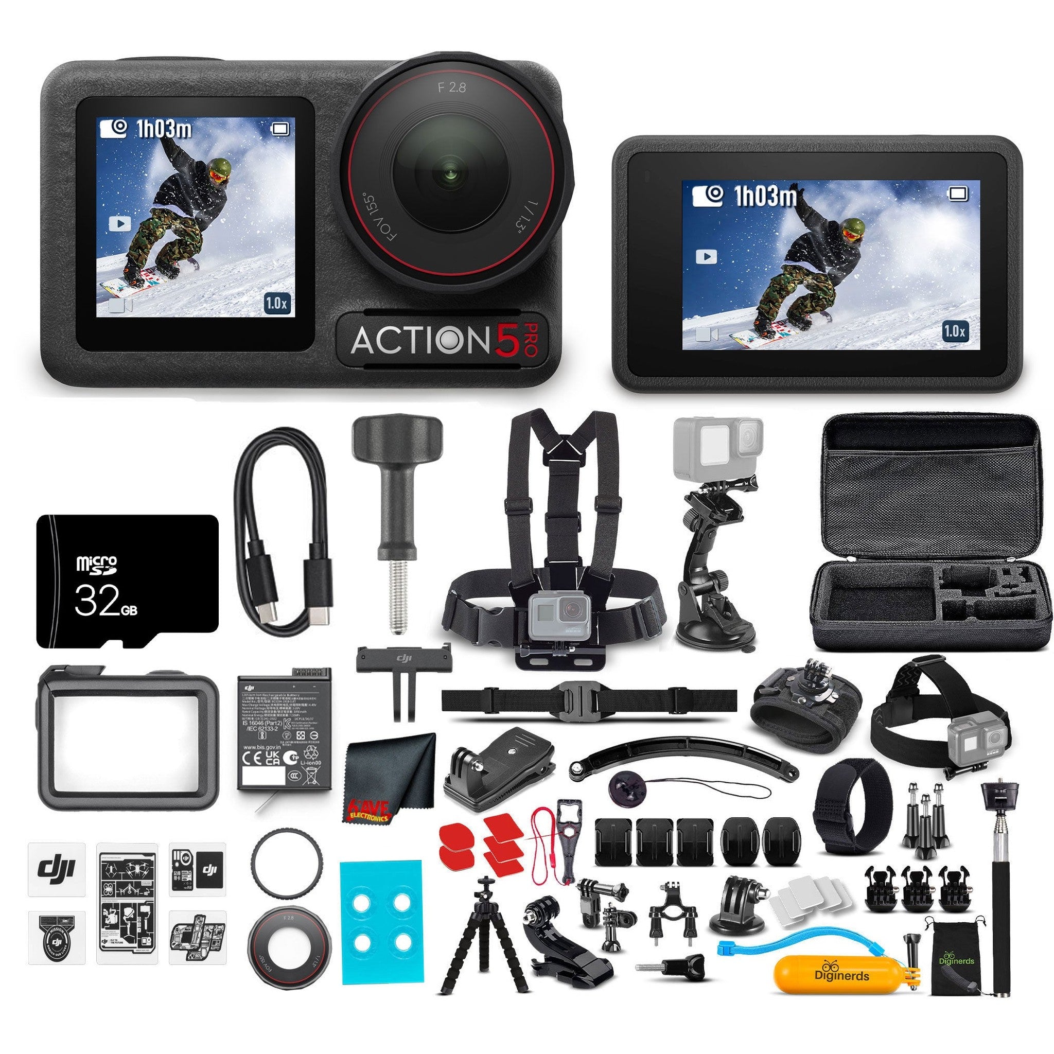 DJI Osmo Action 5 Pro Essential Combo - WaterProof Action Camera With 50-In-1 Action Kit