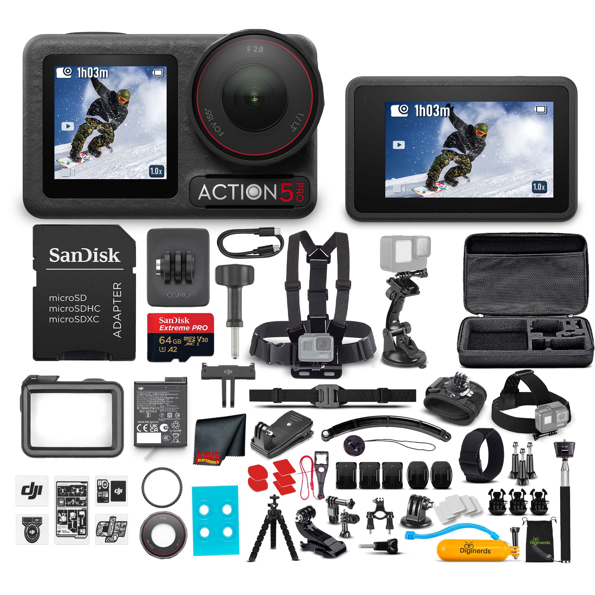 DJI Osmo Action 5 Pro Standard Combo - WaterProof Action Camera With 50-In-1 Action Kit