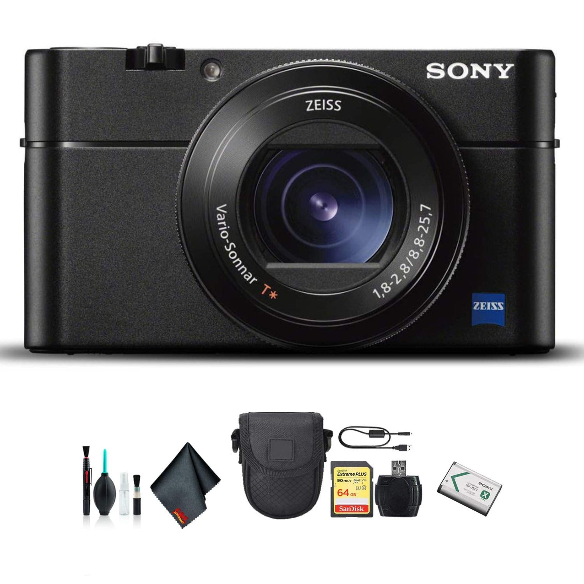 Sony Cyber-Shot DSC-RX100 VA Camera DSC-RX100M5A/B with Soft Bag, 64GB Memory Card, Card Reader, Plus Essential Accessor - Used Sony
