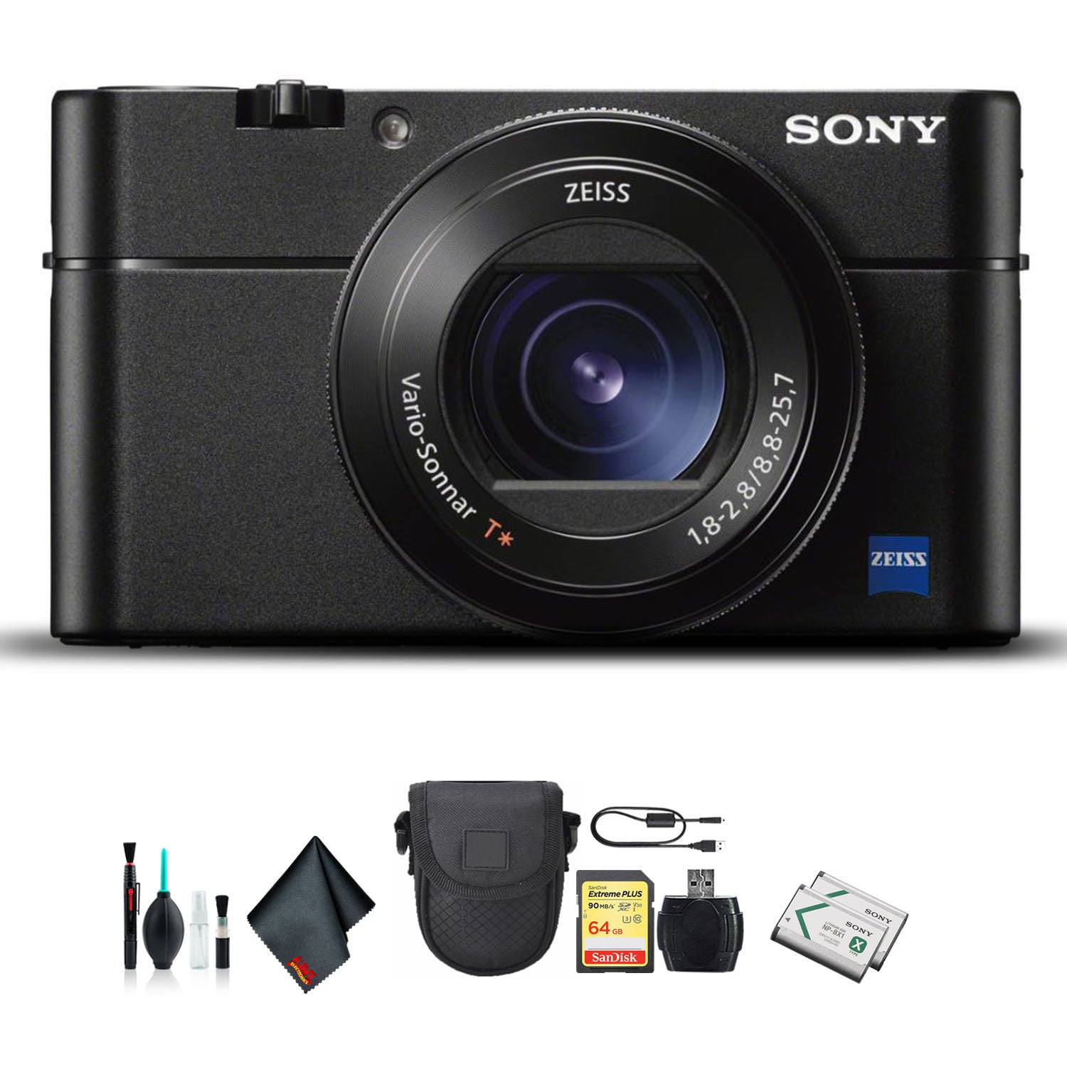 Sony Cyber-shot DSC-RX100 VA Camera DSC-RX100M5A/B With Soft Bag, Additional Battery, 64GB Memory Card, Card Reader , Plus Essential Accessories